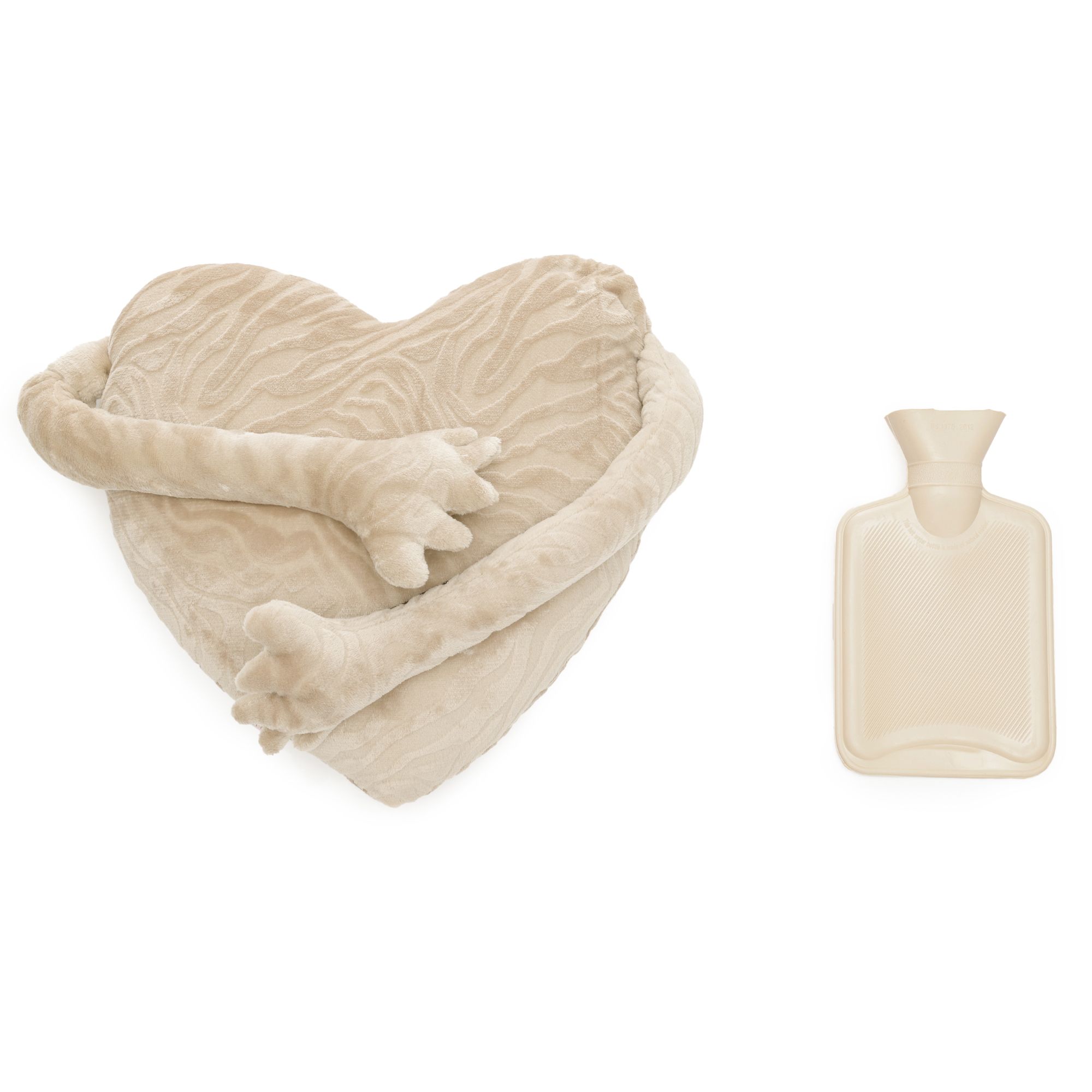 MONT CHALET Wärmflasche Struktur-Fellimitat Herz-Kissen ca. 45x45cm, 0,75L