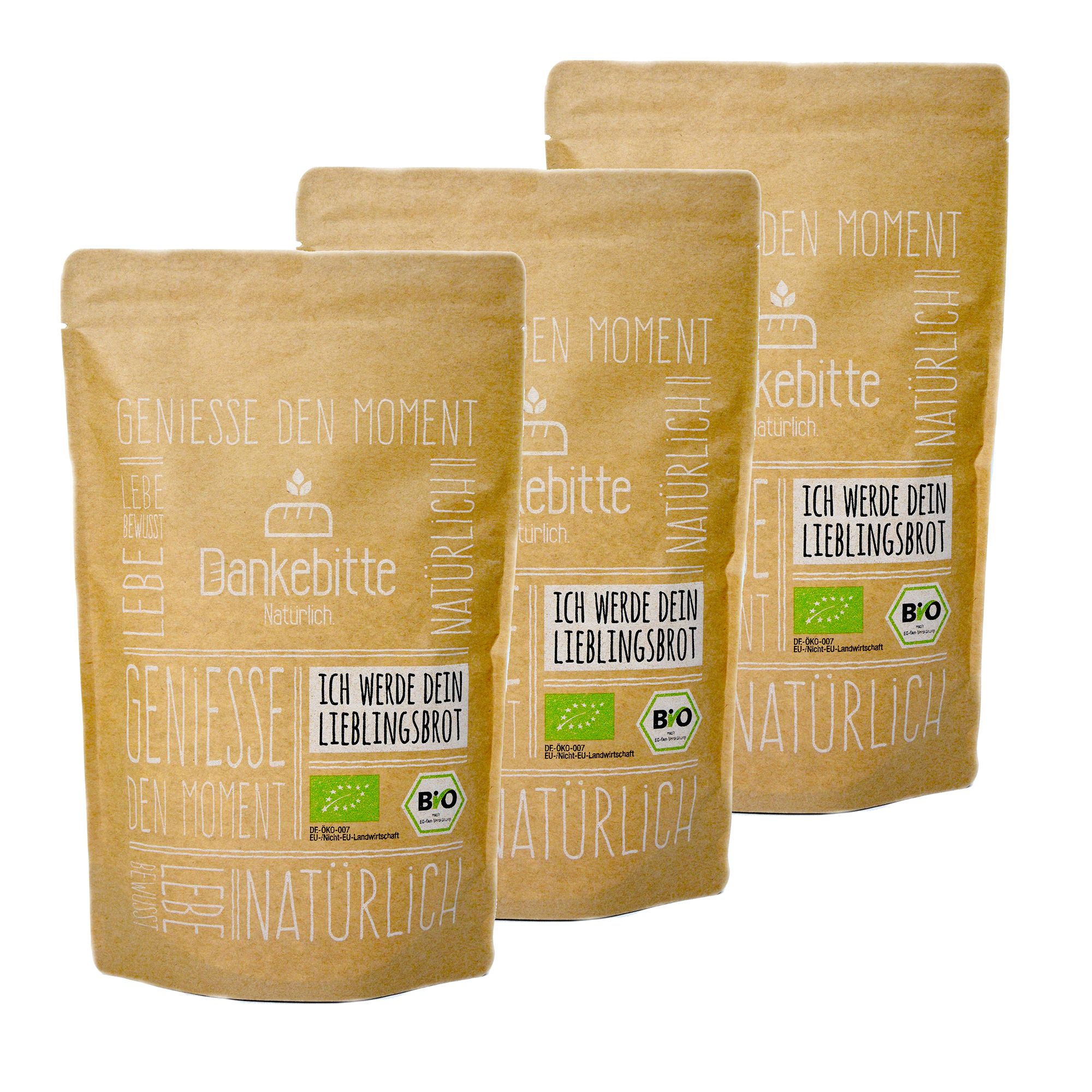 DANKEBITTE Bio Brotbackmischung RoggXanne Roggensauerteigbrot Inhalt 1.530g, 3 Stk.