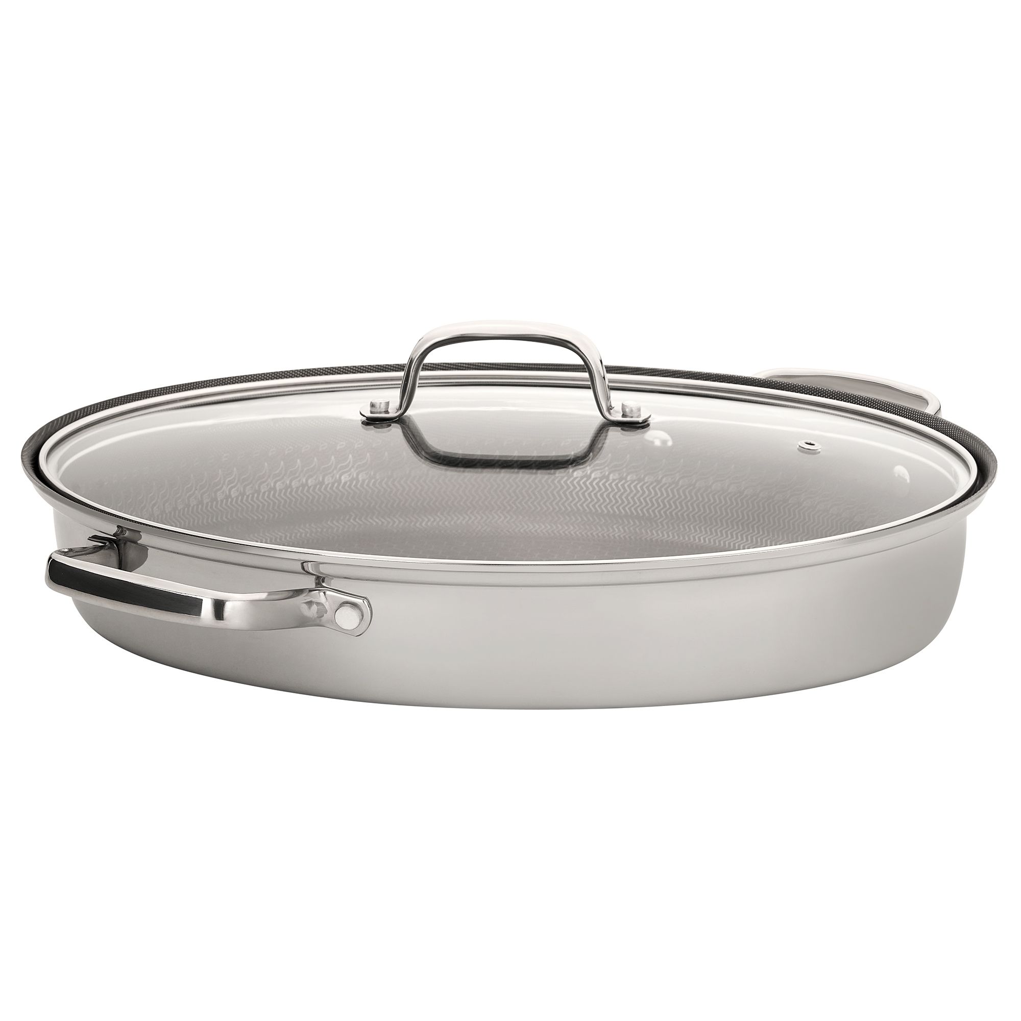 HENSSLERS Fisch- und Schnitzelpfanne inkl. Glasdeckel Oval 40x29cm