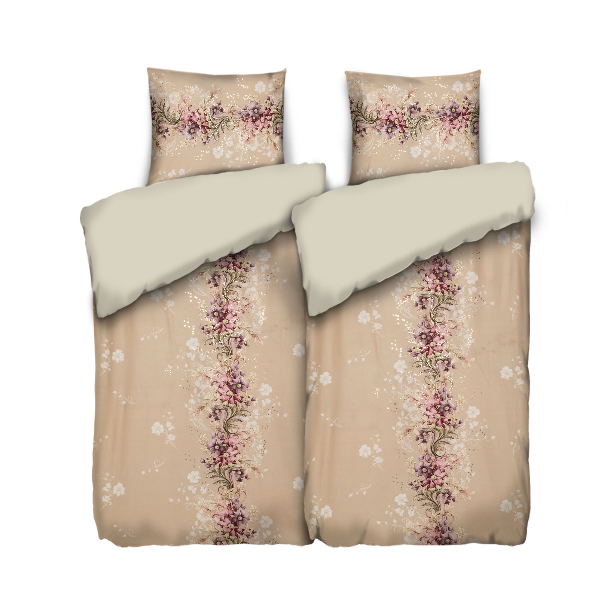 WINTERENGEL Wendebettwäsche Glitzerranke Mikrofaser Flanell Doppelbett, 4tlg.