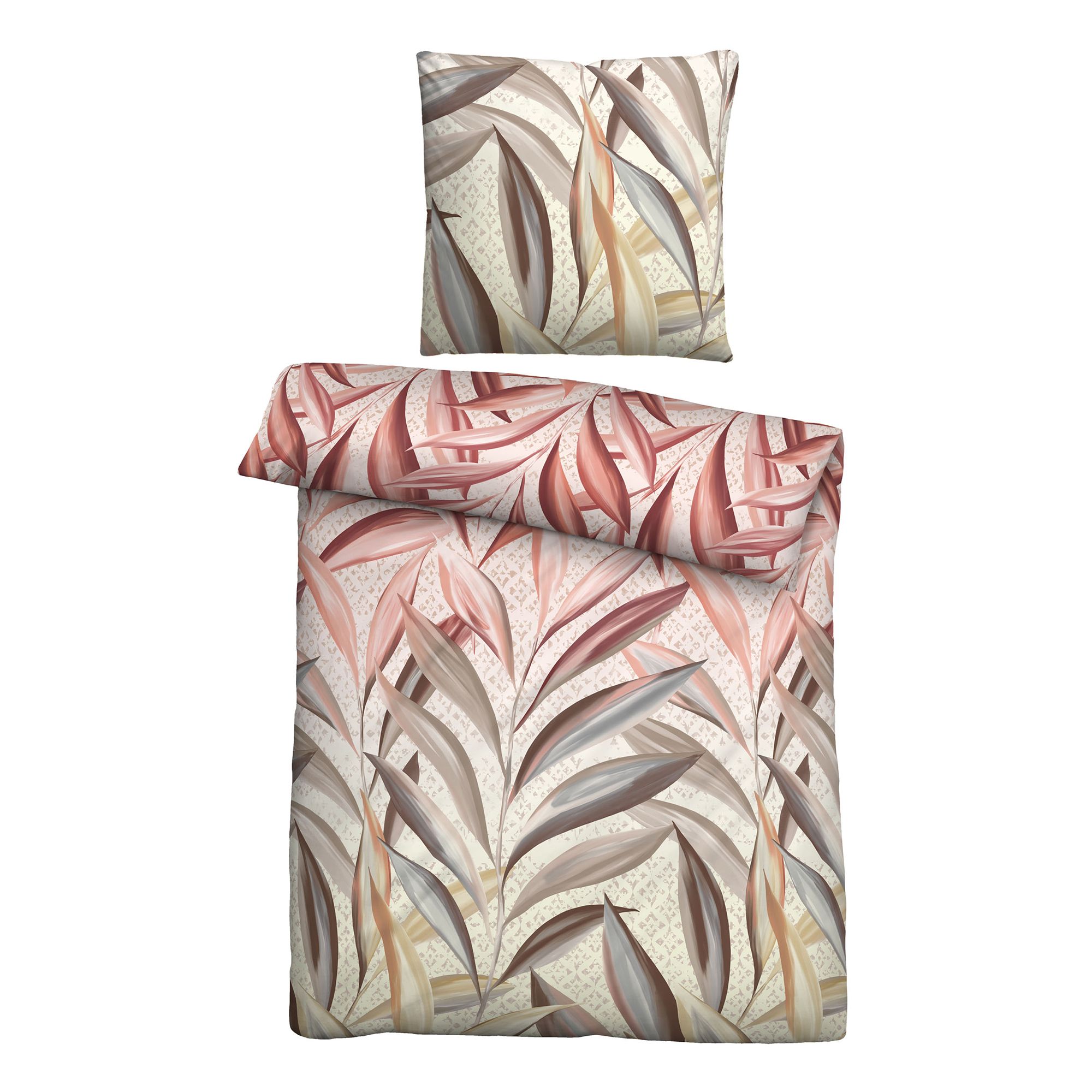 biberna® Bettwäsche Palmblätter Baumwoll Feinbiber Einzelbett, 2tlg.