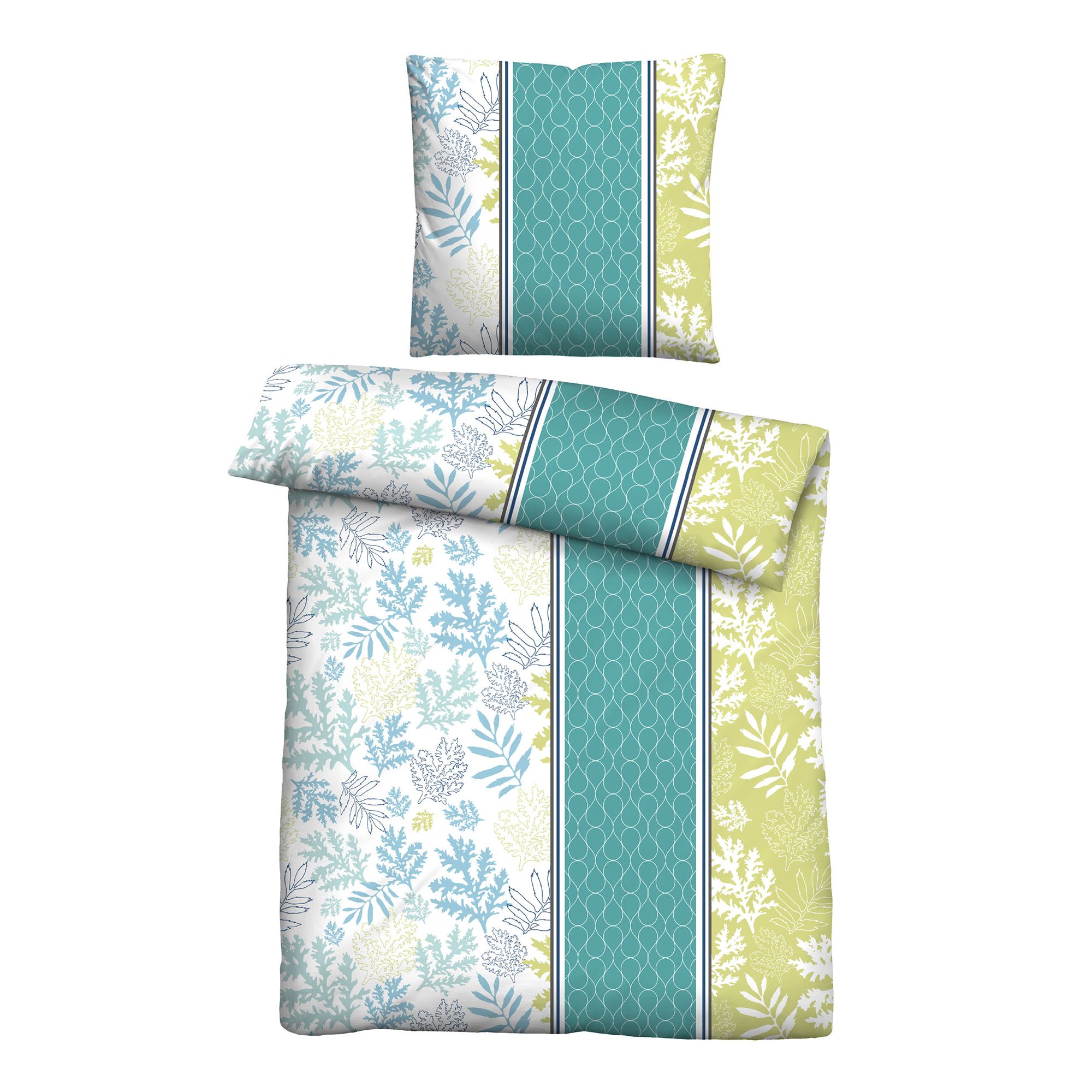 Castell® Bettwäsche florale Streifen Baumwoll Renforcé Einzelbett, 2tlg.