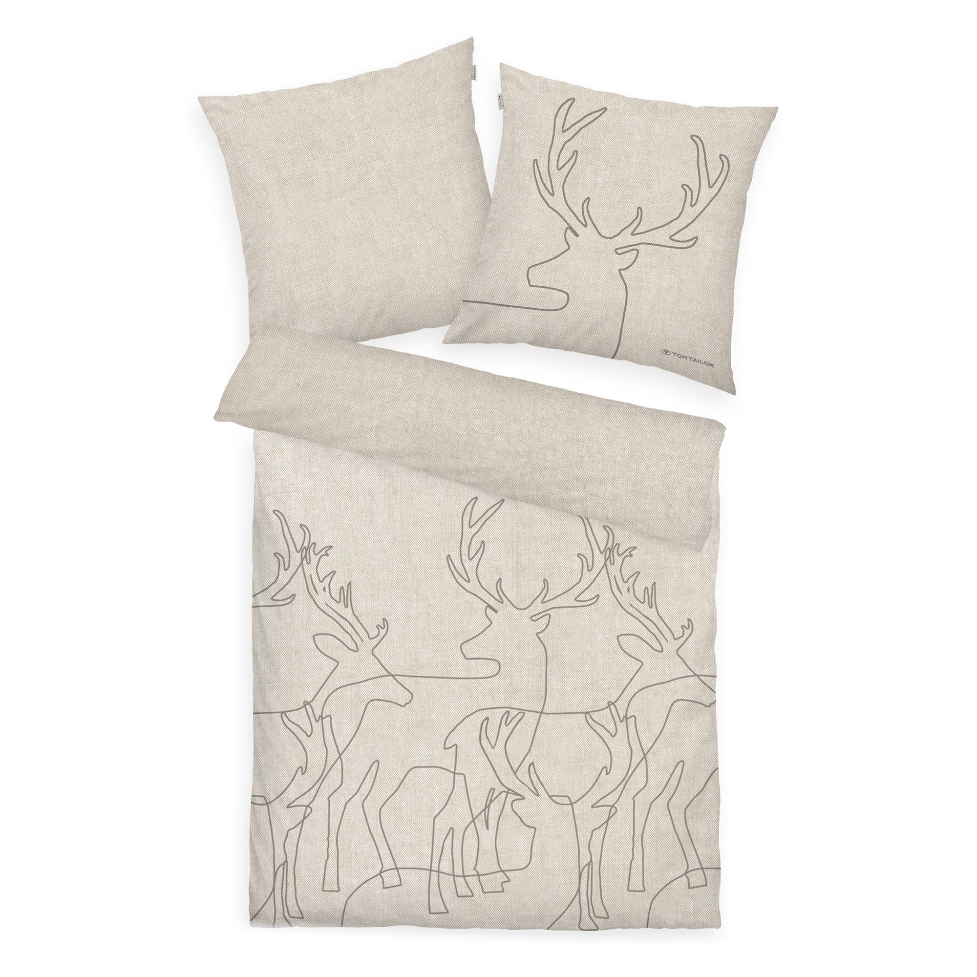TOM TAILOR Wendebettwäsche Hirschsilhouetten Baumwoll Flanell Einzelbett, 2tlg.