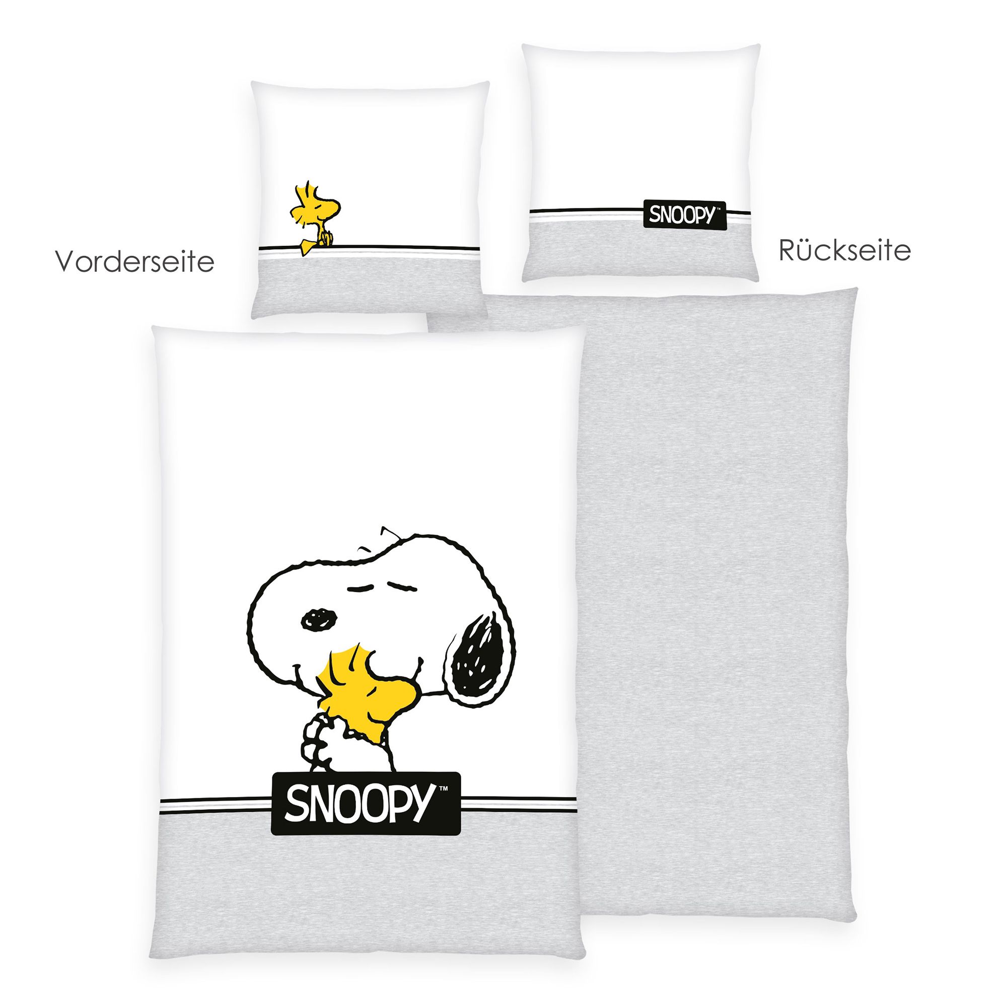 Peanuts™ Wendebettwäsche Snoopy & Woodstock Baumwoll Renforcé Einzelbett, 2tlg.
