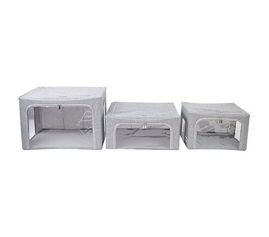 PERIEA® Aufbewahrungsboxen mit XL-Sichtfenster stapelbar 3 Stück
