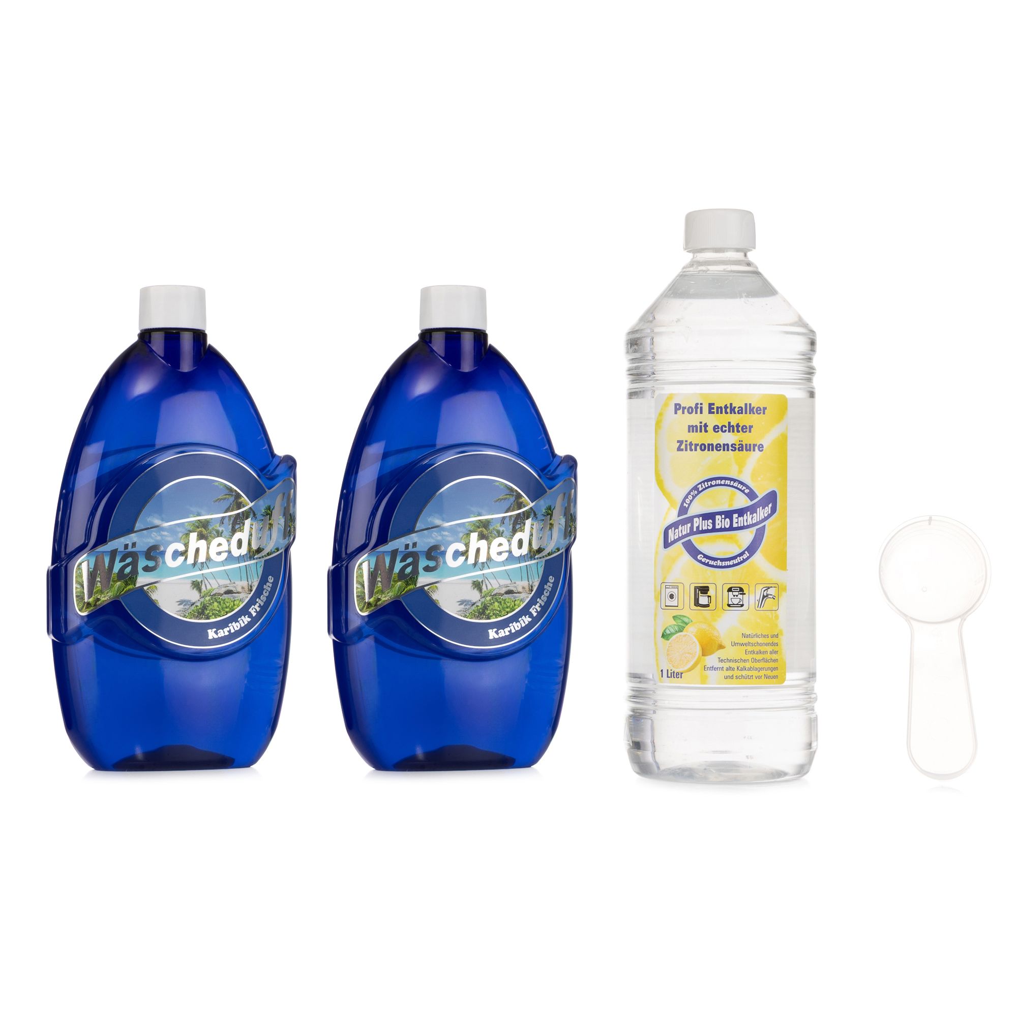 WÄSCHEDUFT PLUS Duftspülung für alle Textilien 2x 750ml & 1l Bio Entkalker