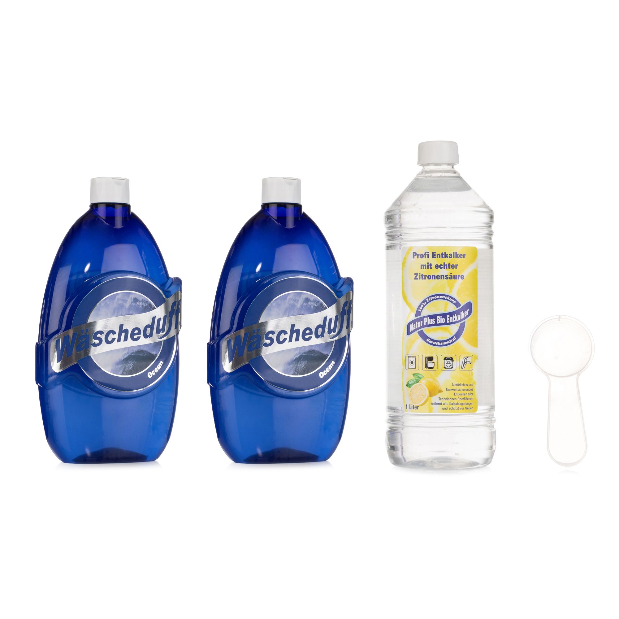 WÄSCHEDUFT PLUS Duftspülung für alle Textilien 2x 750ml & 1l Bio Entkalker