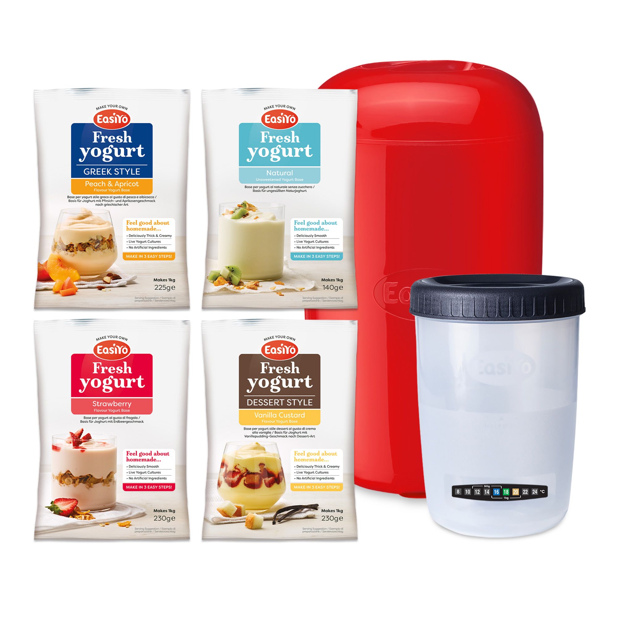 EASIYO Starterset Joghurtmaker inkl. 4 Beutel Joghurtpulver