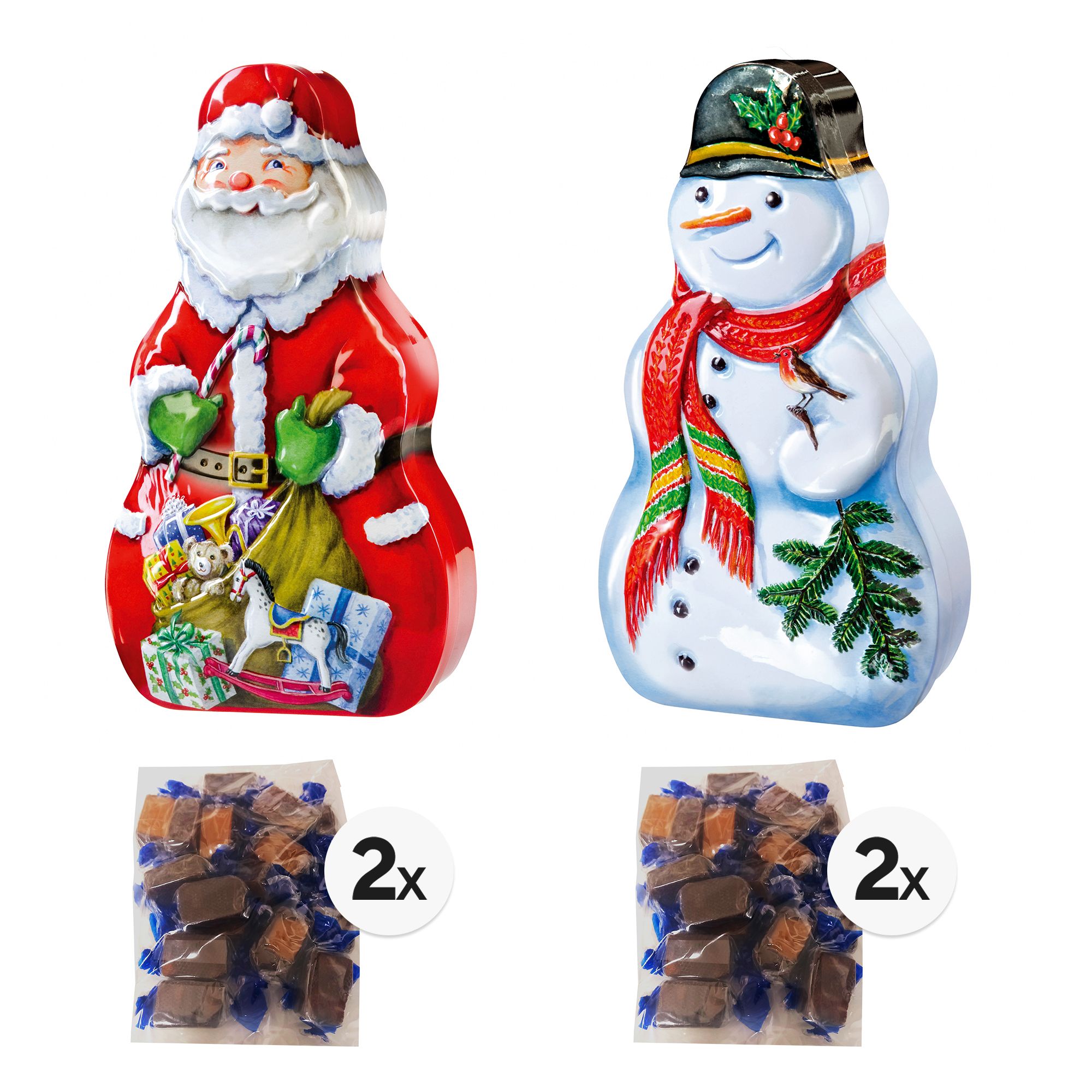 CHURCHILL'S CONFECTIONERY Schokoladen Fudge in 2 winterlichen Dosen Inhalt 600g