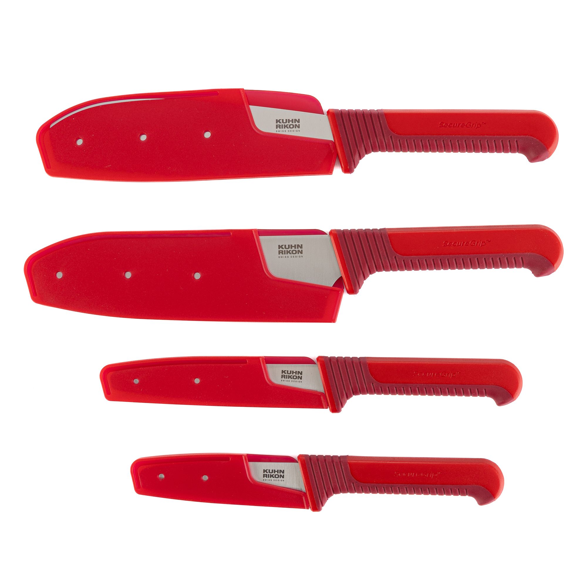 KUHN RIKON 4tlg. Messer-Set Anti-Rutsch-Griff mit Fingerstopper japanischer Edelstahl