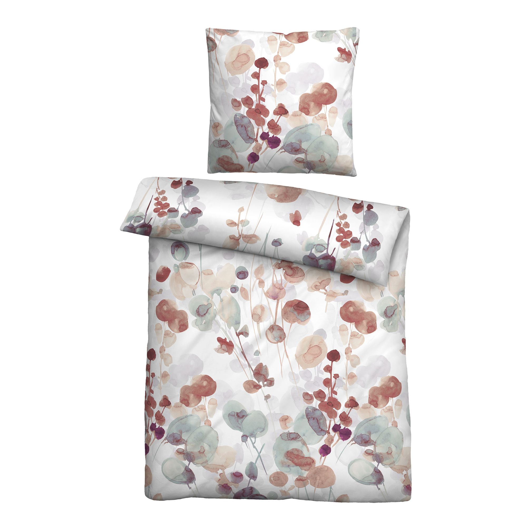 biberna® Bettwäsche stilisierte Blätter Baumwoll Feinbiber Einzelbett, 2tlg.