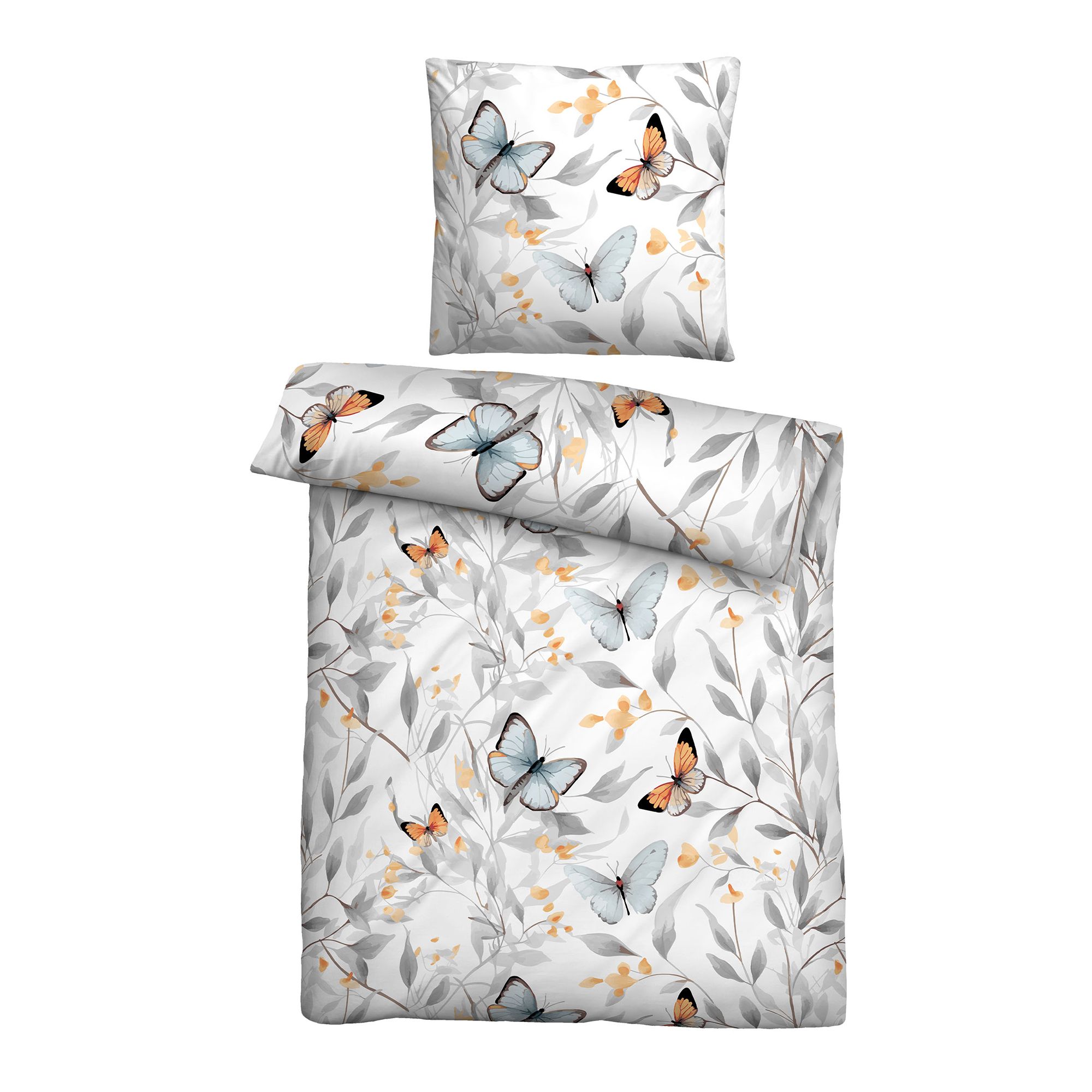 biberna® Bettwäsche Schmetterlinge 100% Lyocell Einzelbett, 2tlg.