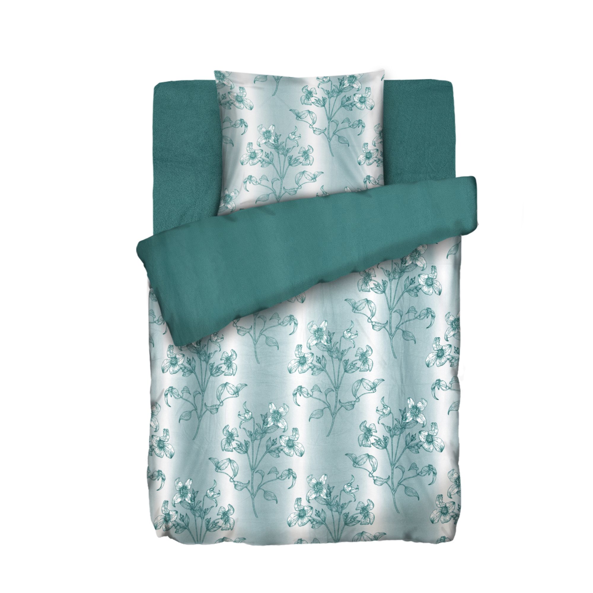 WINTERENGEL Wendebettwäsche Streifen & Ranken Mikrofaser Flanell Einzelbett, 3tlg.