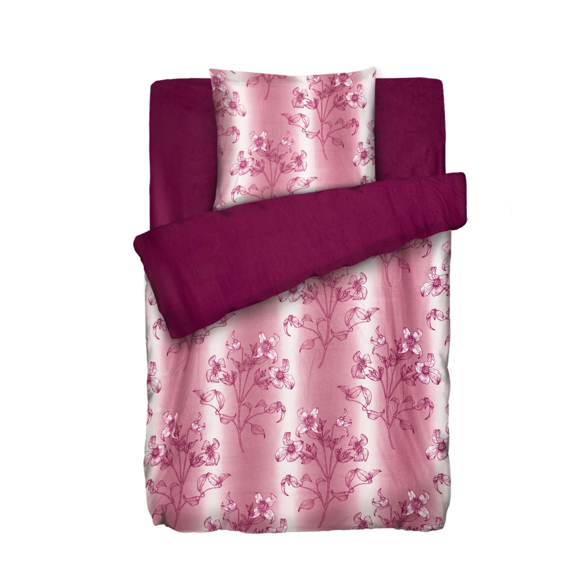 WINTERENGEL Wendebettwäsche Streifen & Ranken Mikrofaser Flanell Einzelbett, 3tlg.