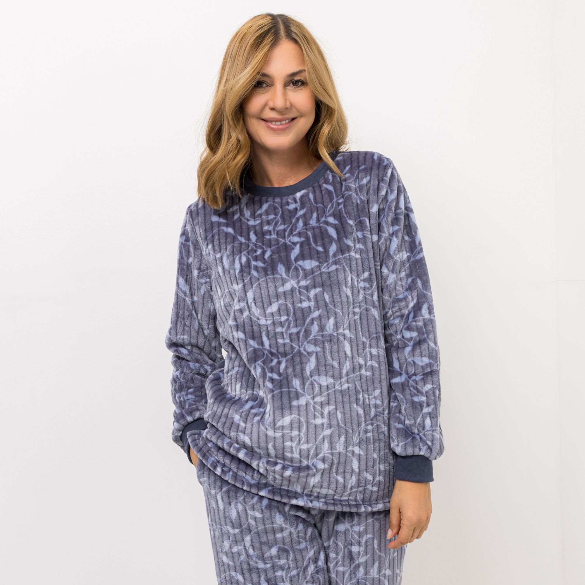 MONT CHALET Damen-Pullover Jacquard-Design Mikrofaser Chinchilla Rundhalsausschnitt