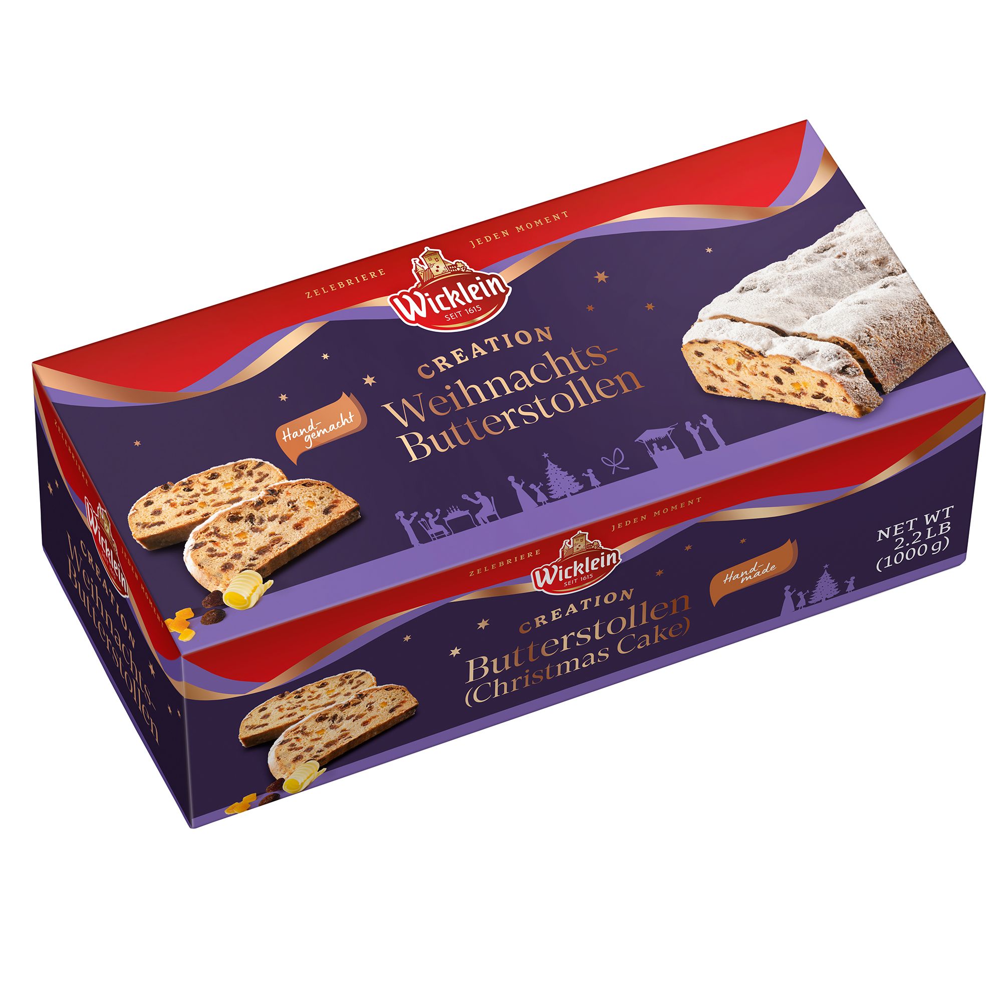 WICKLEIN Creation Weihnachts- Butterstollen Paket exklusiv bei QVC Inhalt 1.000g