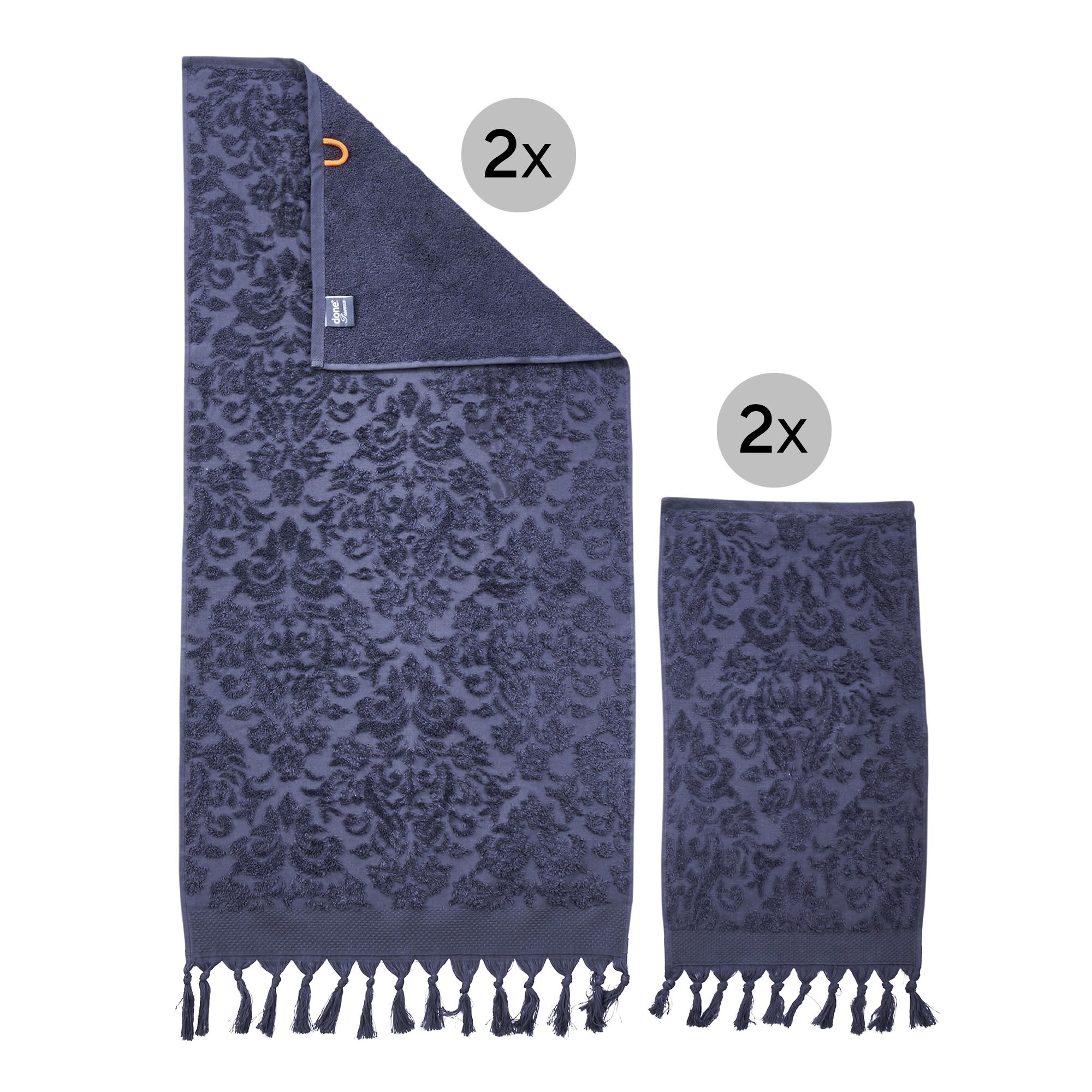 done.® 4tlg. Handtuch-Set PROVENCE ORNAMENTS 100% Baumwolle 30x50cm & 50x100cm