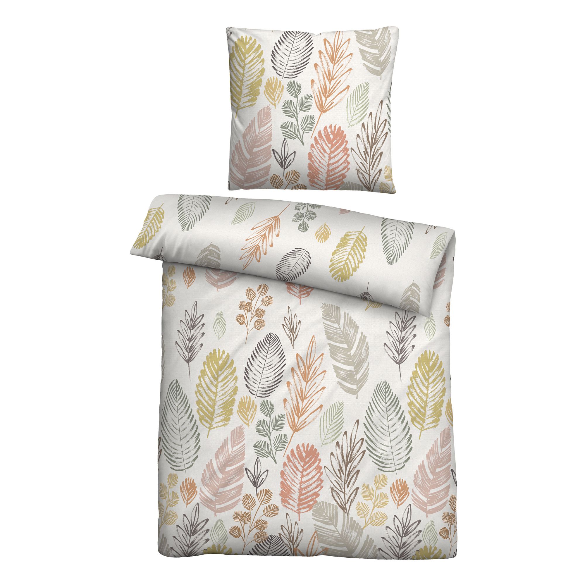 biberna® Bettwäsche Blattmix Baumwoll Feinbiber Einzelbett, 2tlg.