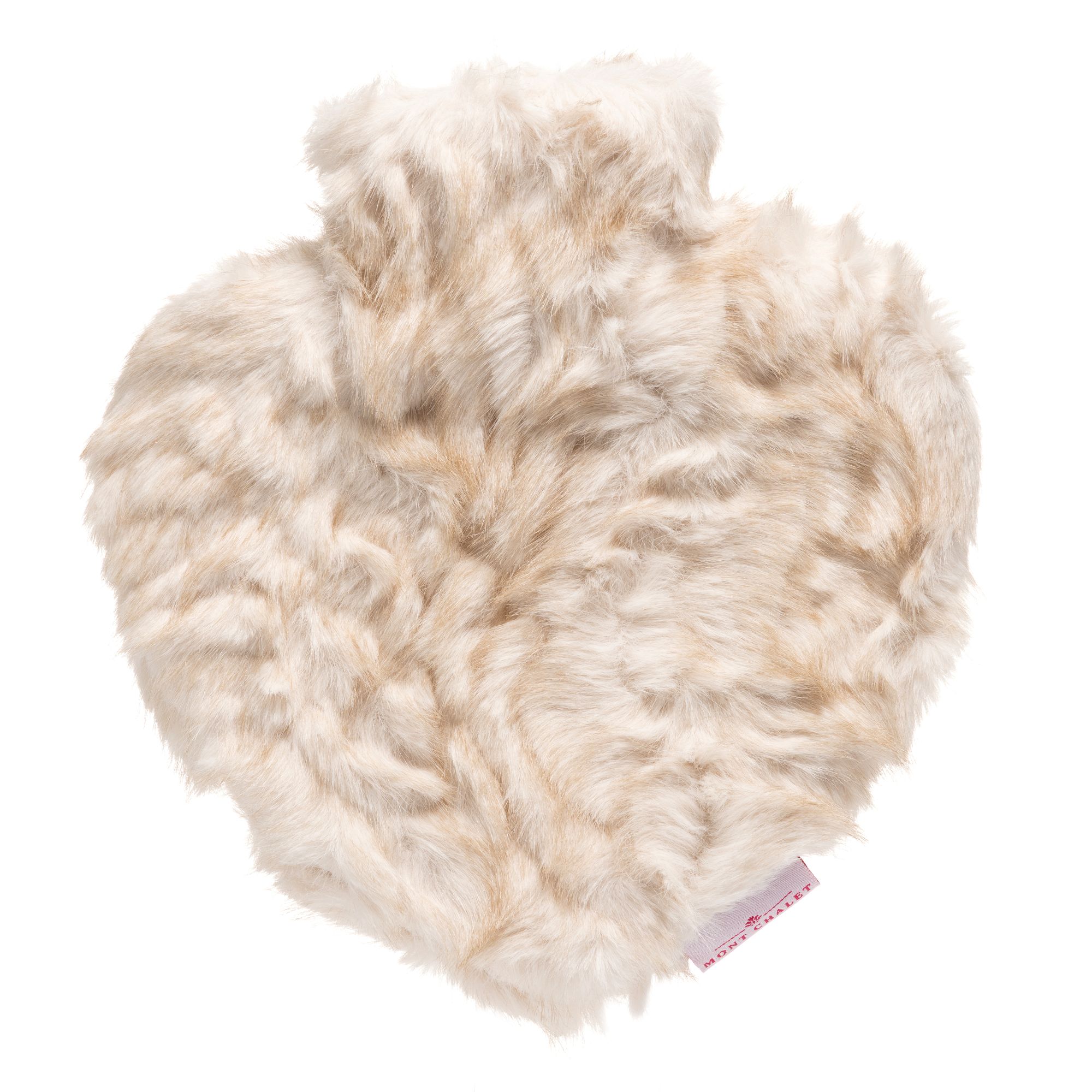 MONT CHALET Fellimitat- Wärmflasche 1L Tierfell-Struktur Herz-Form, 21,5x24cm