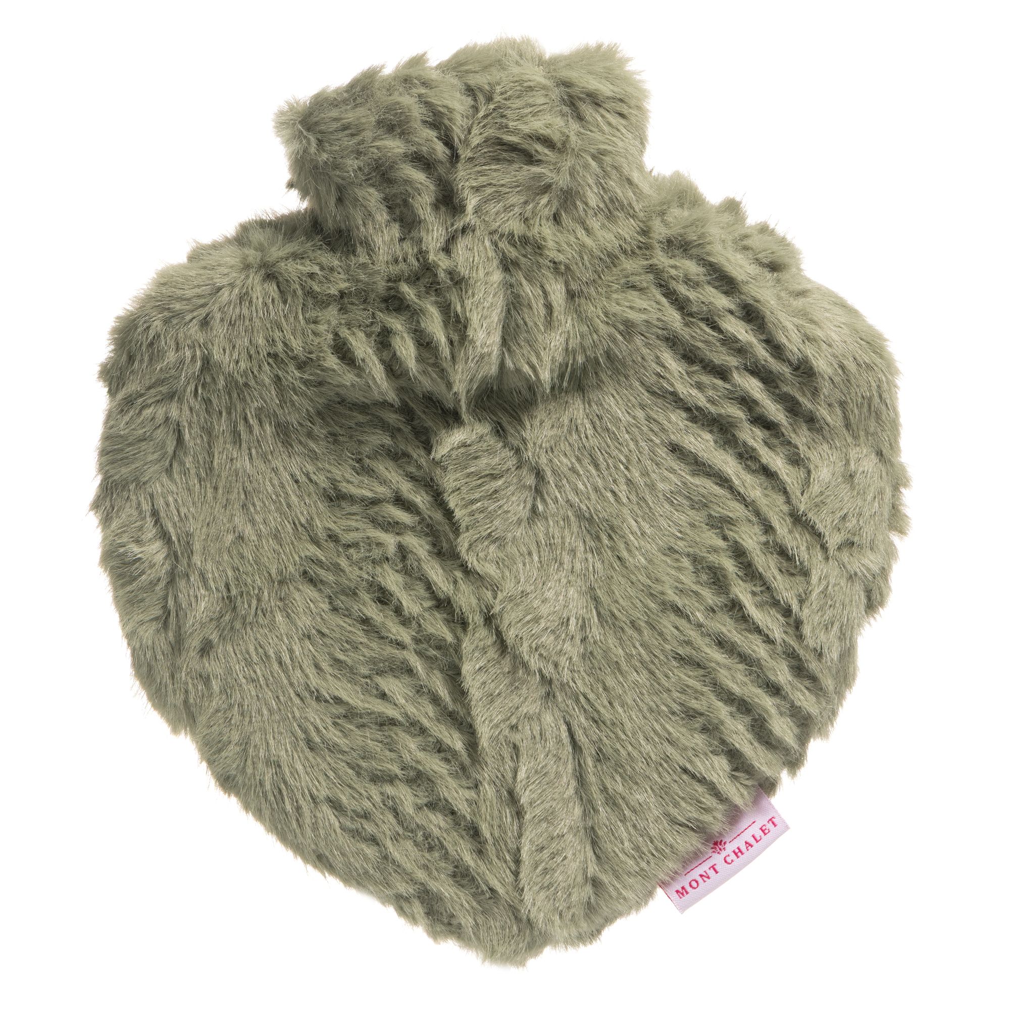 MONT CHALET Fellimitat- Wärmflasche 1L Tierfell-Struktur Herz-Form, 21,5x24cm