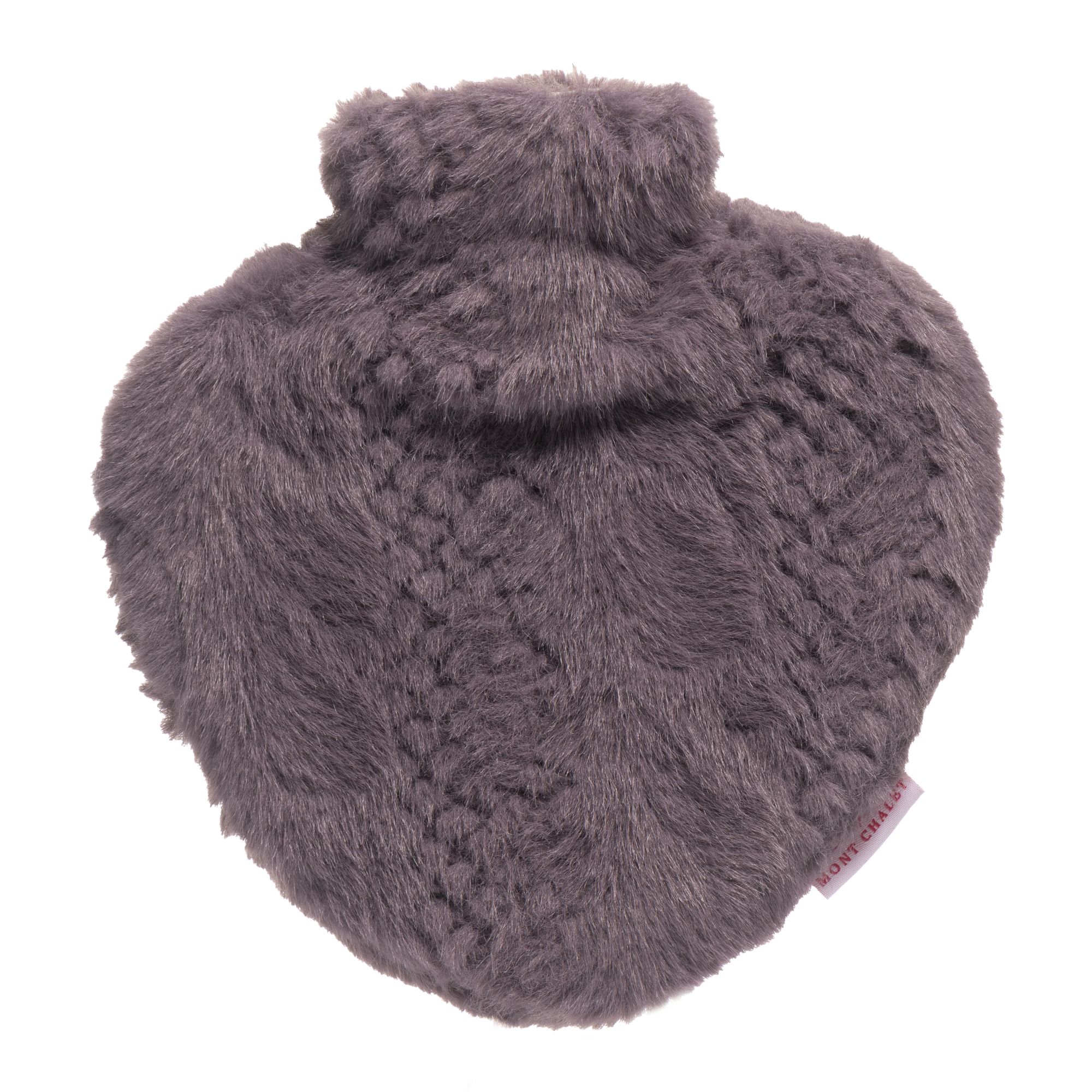 MONT CHALET Fellimitat- Wärmflasche 1L Tierfell-Struktur Herz-Form, 21,5x24cm