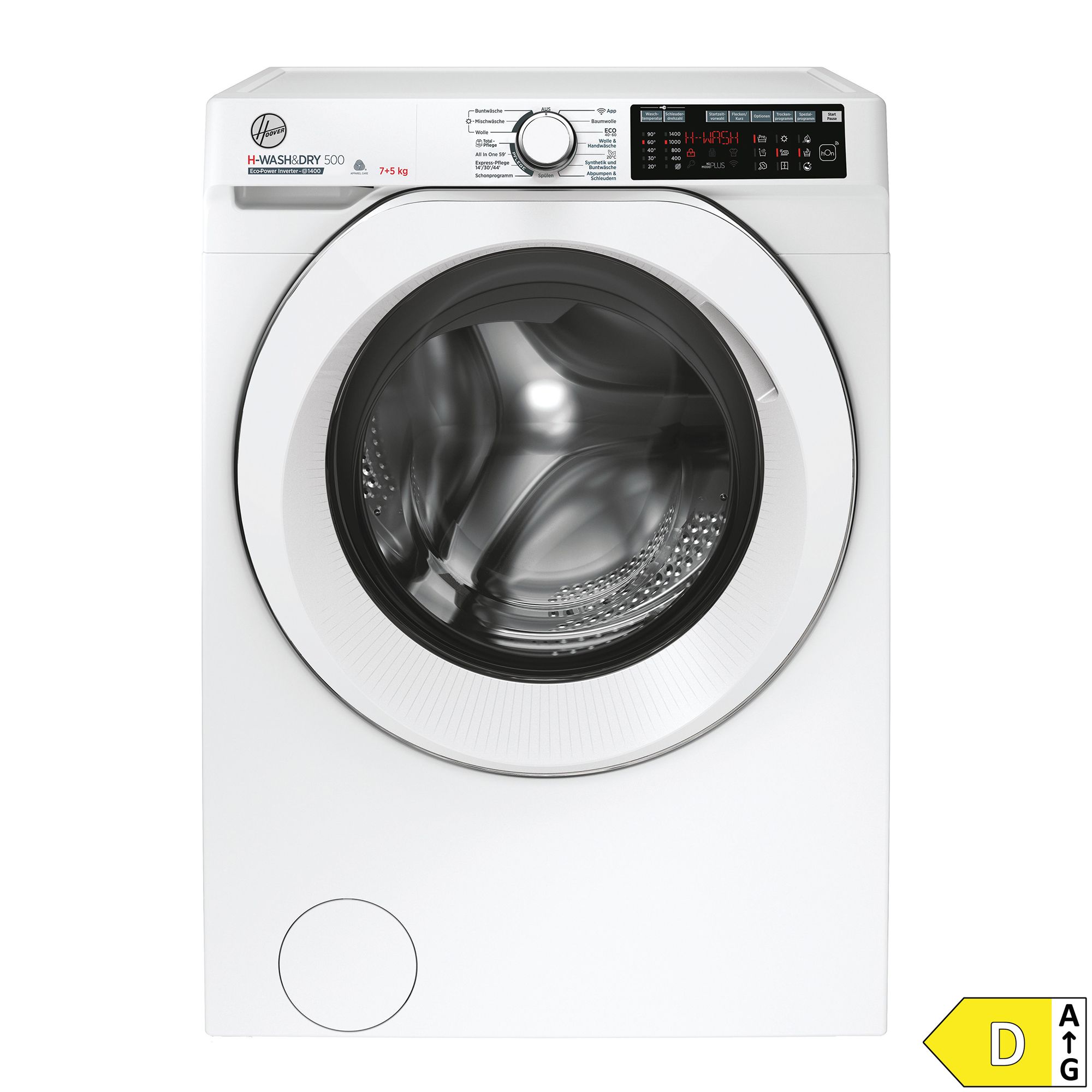 HOOVER Waschtrockner 7 / 5kg; EEK D / A 16 Programme App-Bedienung, Energieeffizienzklasse D