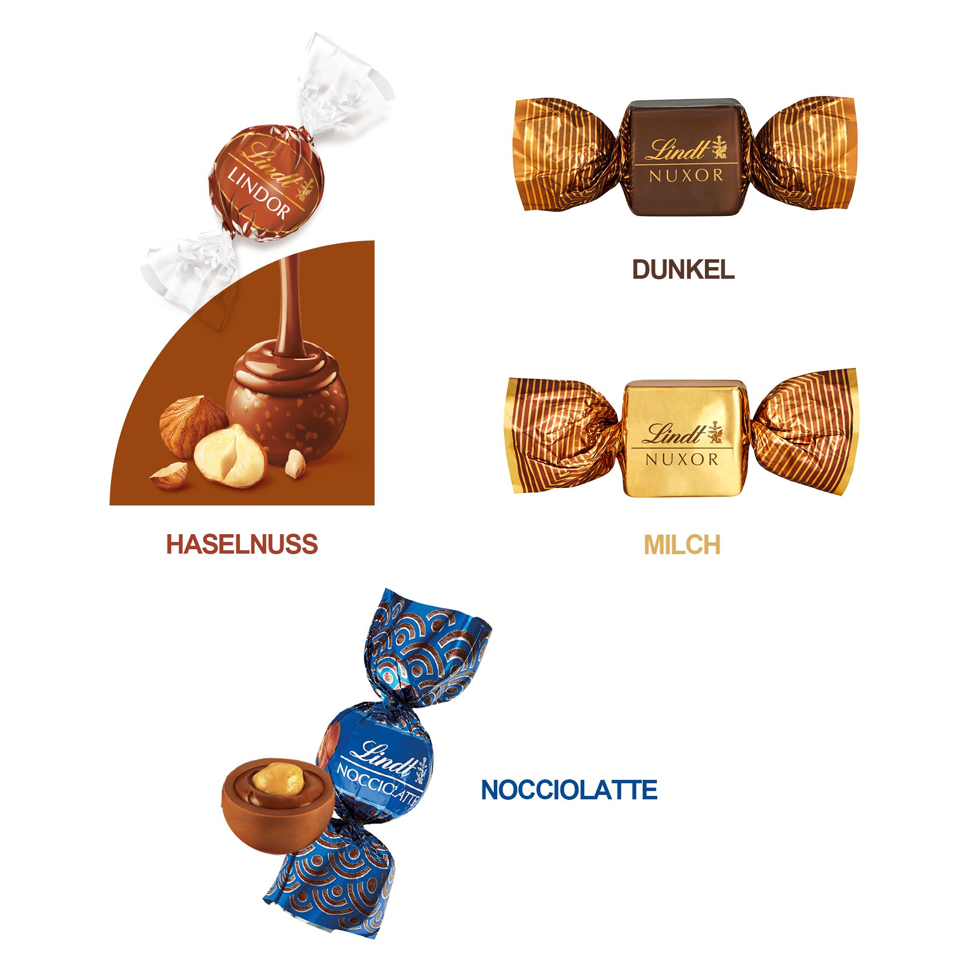 LINDT Sommergenuss 4 versch. Sorten mit Haselnüssen 48 Stück, Inhalt ...