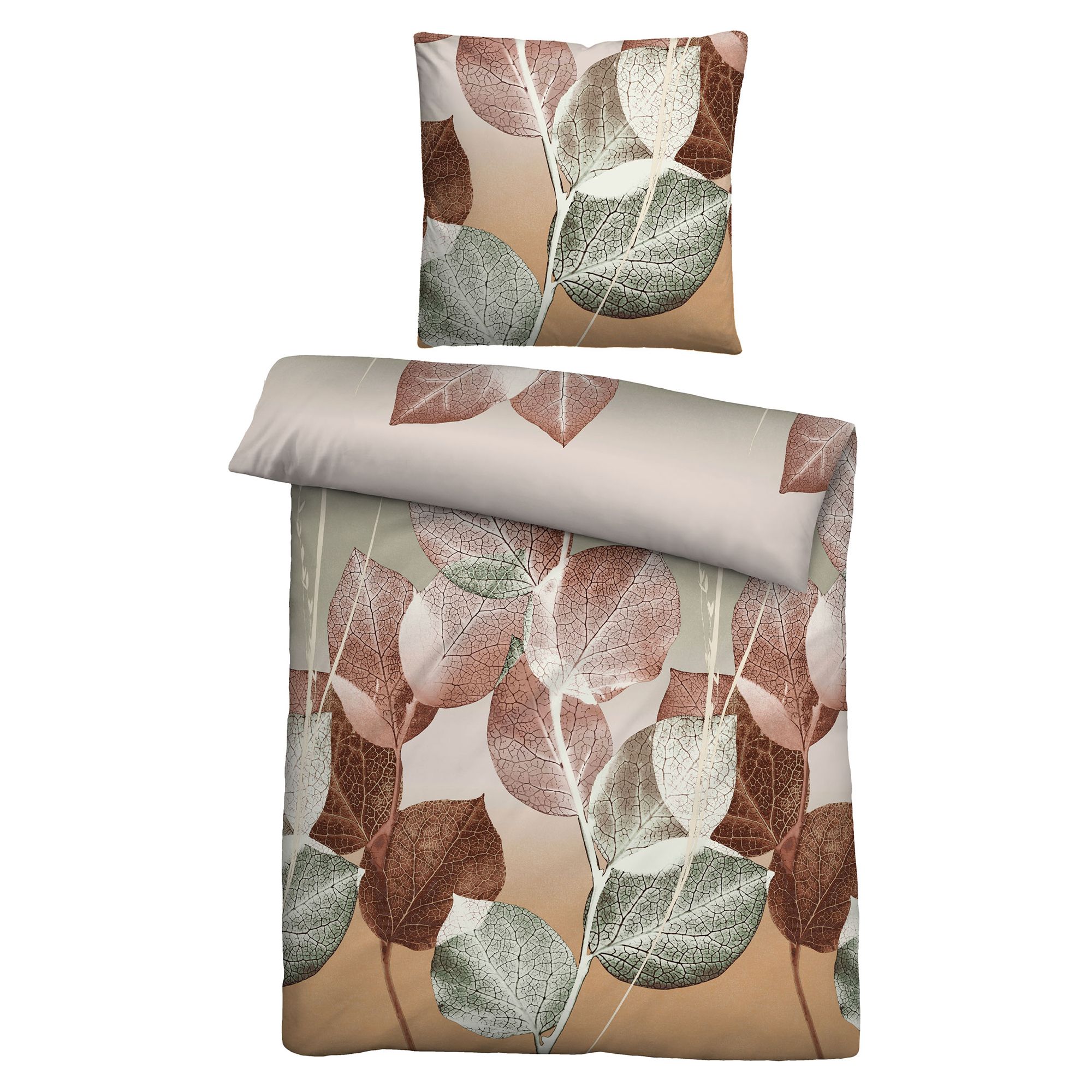 biberna® Bettwäsche Blätterranke Baumwoll Feinbiber Einzelbett, 2tlg.