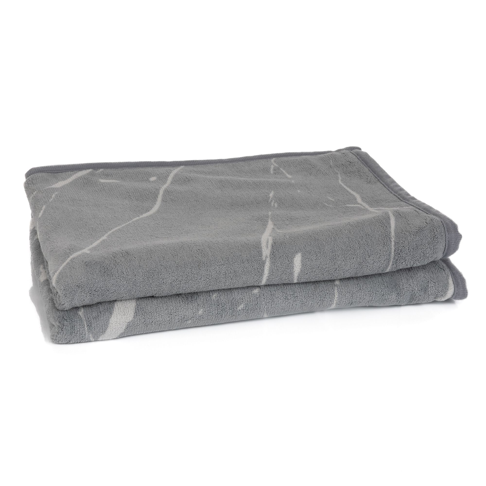 BADIZIO Softdry 2 Handtücher Marmor-Design MF Kuschelplüsch ca. 50x100cm