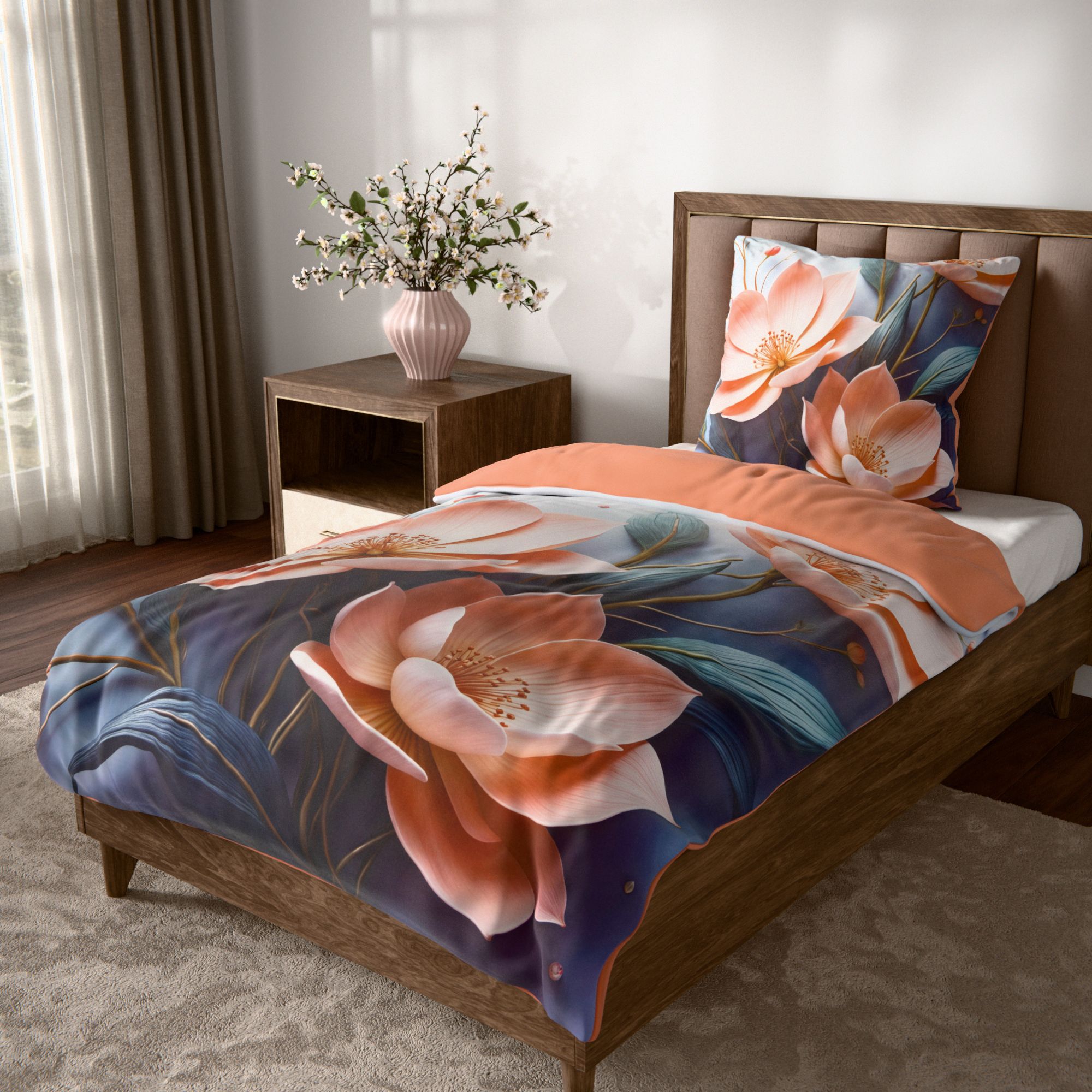 JERYMOOD Wendebettwäsche Blüten Mikrofaser Jersey Einzelbett, 2tlg.