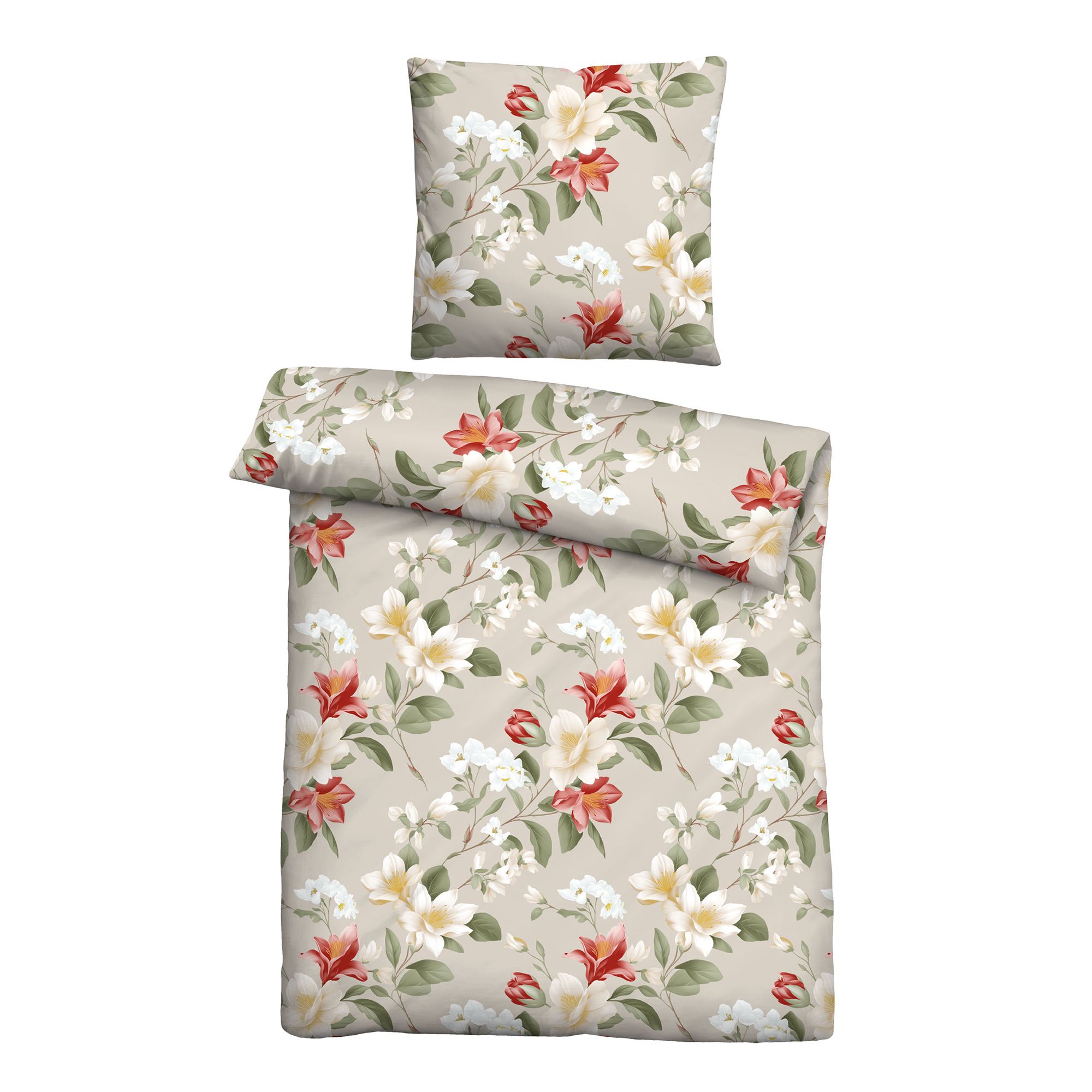 Castell® Bettwäsche floral Baumwoll Edelflanell Einzelbett, 2tlg.