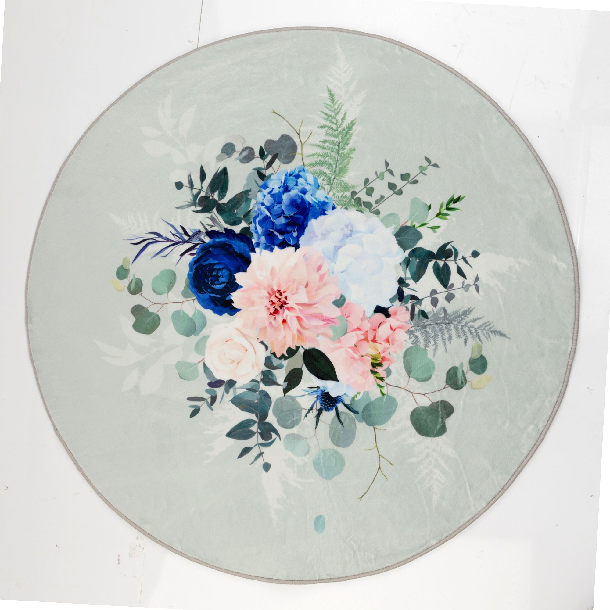 CASA FONDO Teppich Imitate Silk Blumenstrauß Mikrofaser Chinchilla rund, Florhöhe 0,45cm