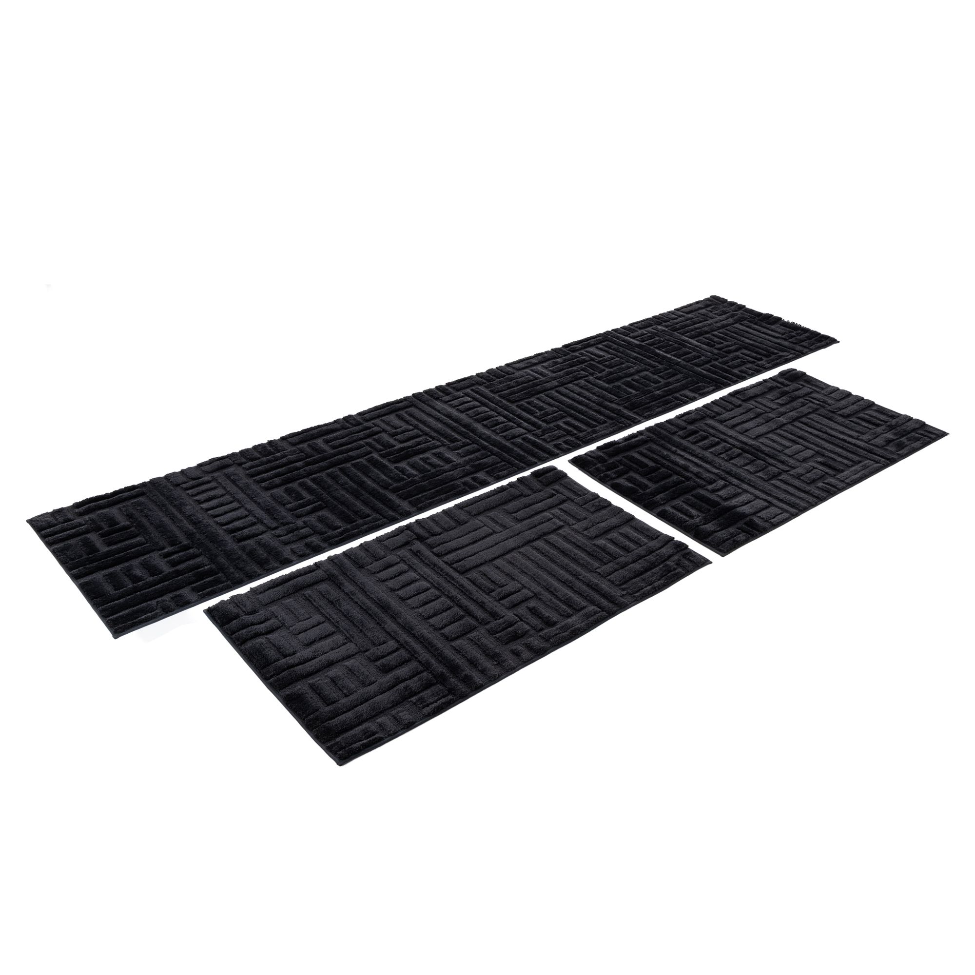 CASA FONDO Bettumrandung Hoch-/Tiefstruktur Mikrofaser waschbar, 3tlg.