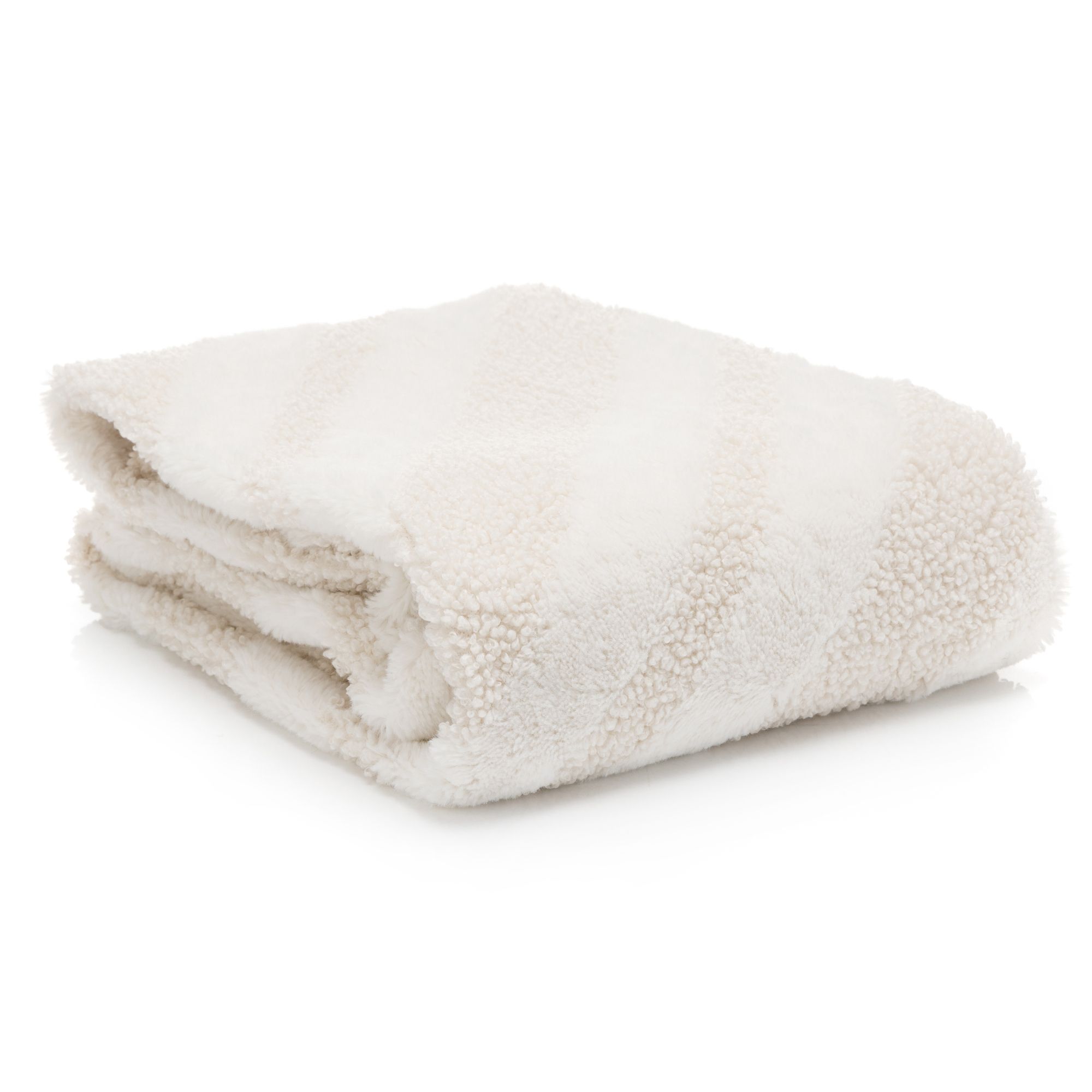 COZEE HOME Sofadecke Materialmix-Streifen Teddy Bouclé waschbar, 130x180cm