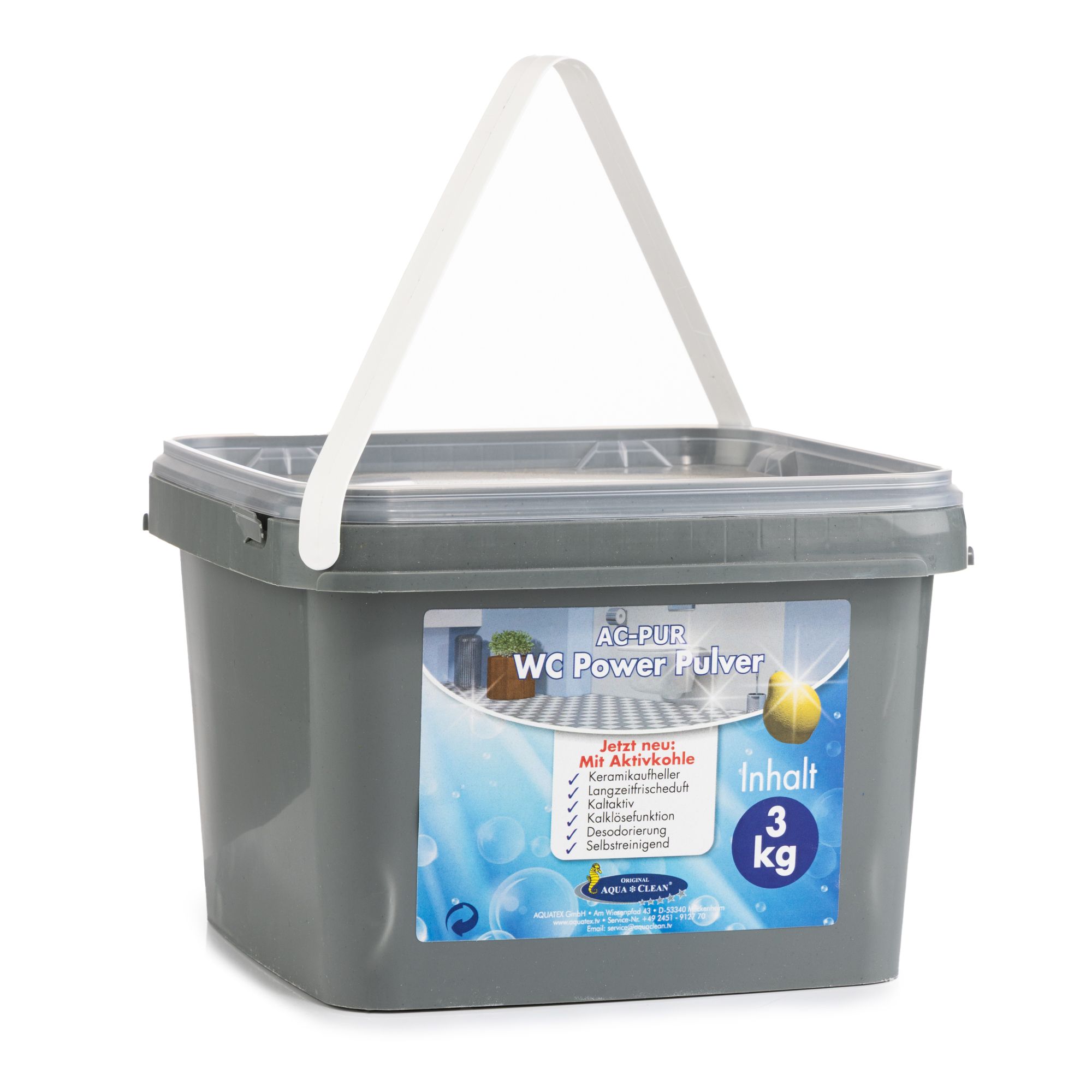 AQUA CLEAN PUR WC Power Pulver mit Aktiv-Kohle gegen unangenehme Gerüche, 3kg