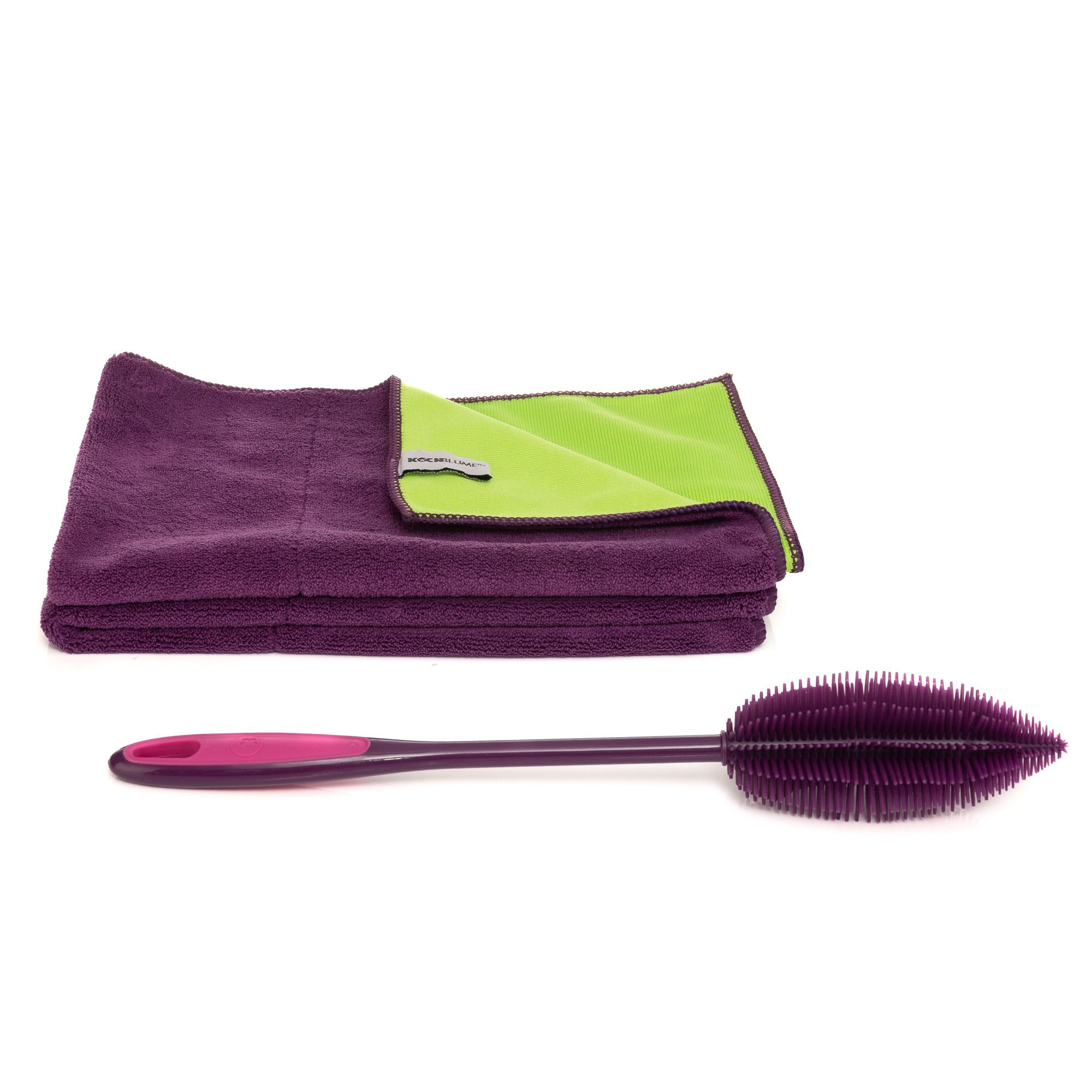 KOCHBLUME® Flaschenbürste & 2x Geschirrtuch je 40x60cm 3tlg.