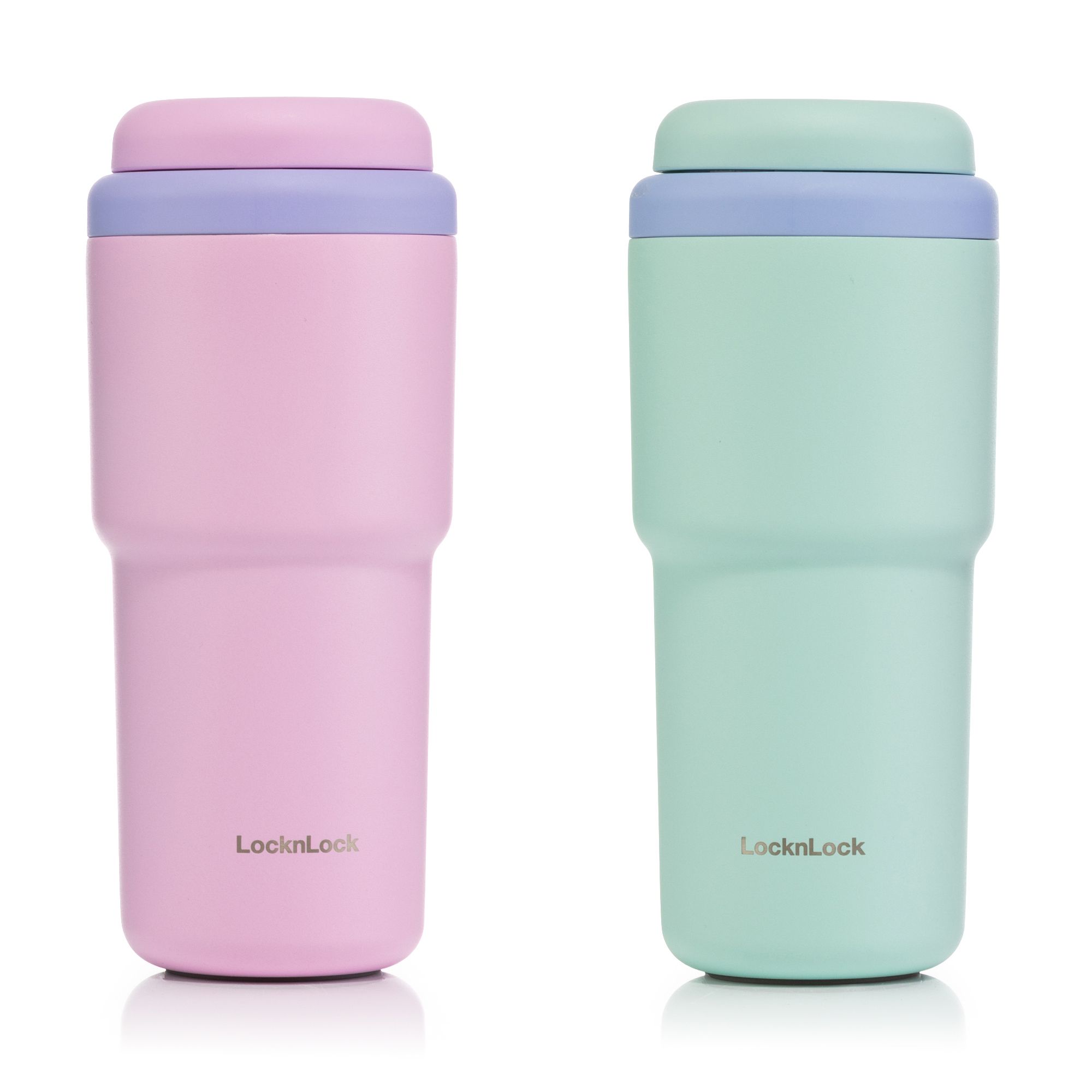 LocknLock 2 Thermobecher "Macaron" mit One-Touch Bedienung je 480ml Volumen
