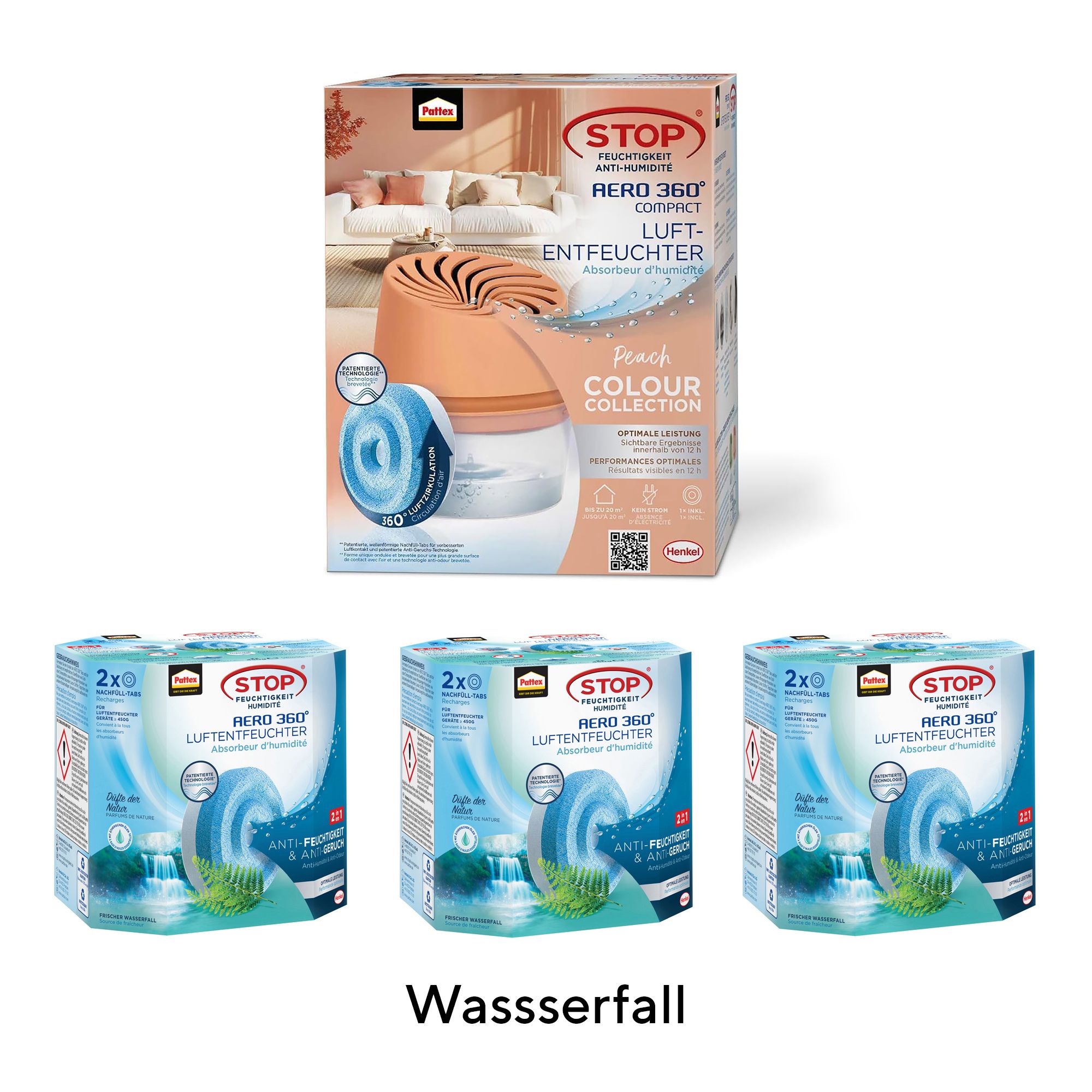 Pattex AERO 360° Ricarica Deumidificatore - 2 X 450g - Contro Umidità E Cattivi Odori