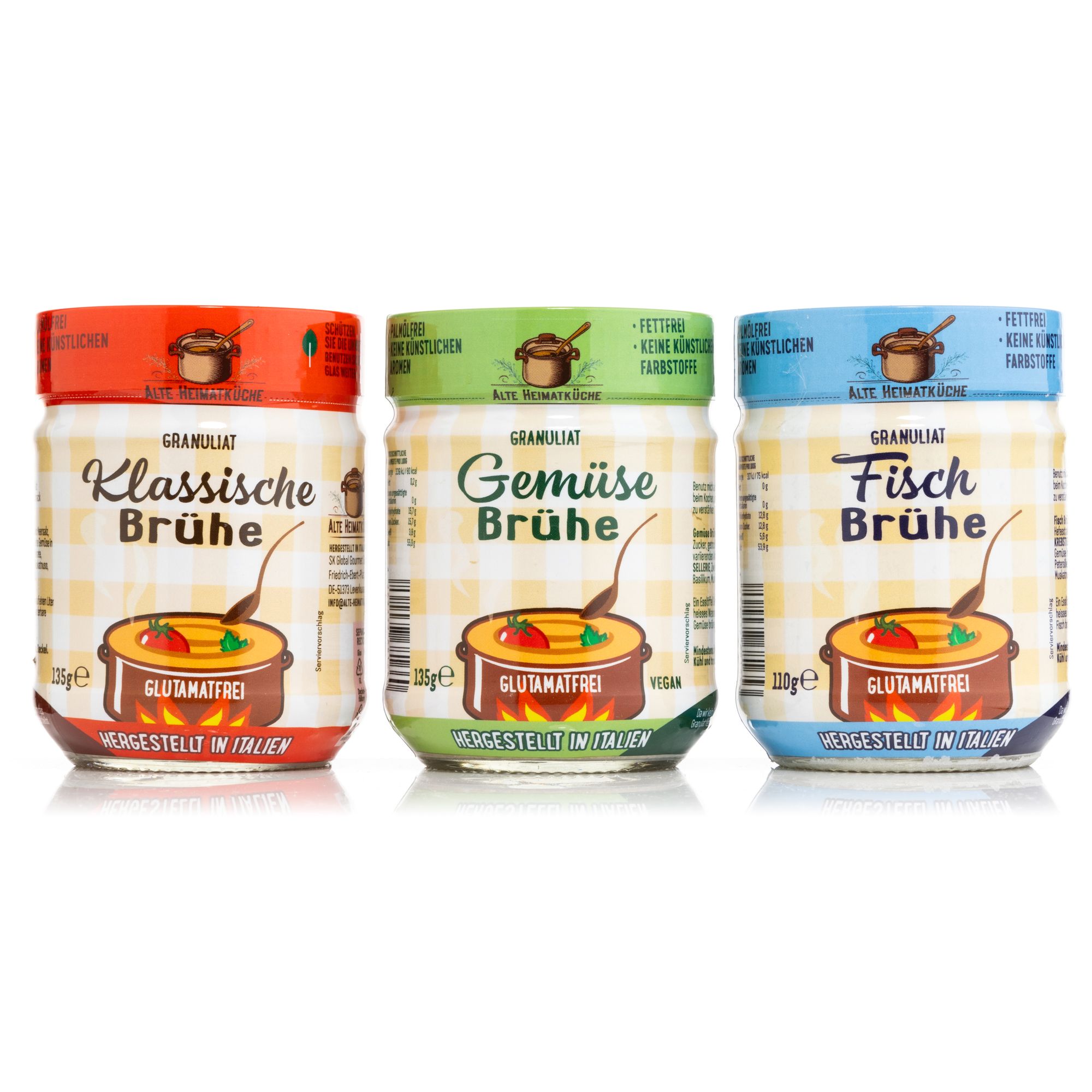 ALTE HEIMATKÜCHE Premium Brühen Set für 45 Liter Brühe 3 versch. Sorten Inhalt 380g