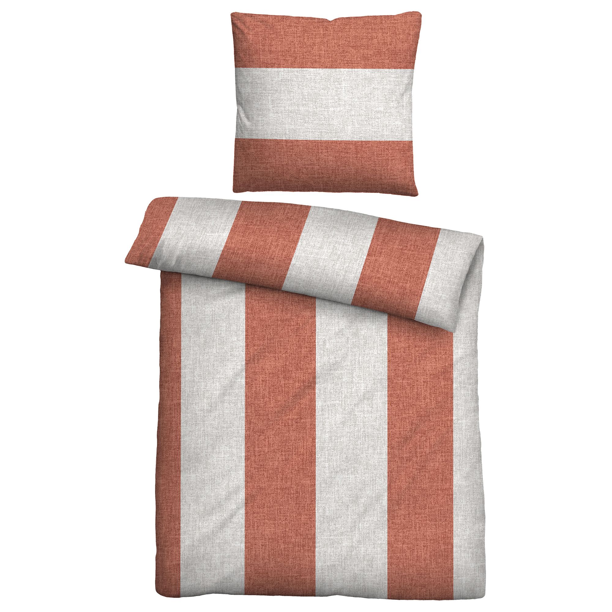 biberna® Bettwäsche Längsbalken Baumwoll Feinbiber Einzelbett, 2tlg.