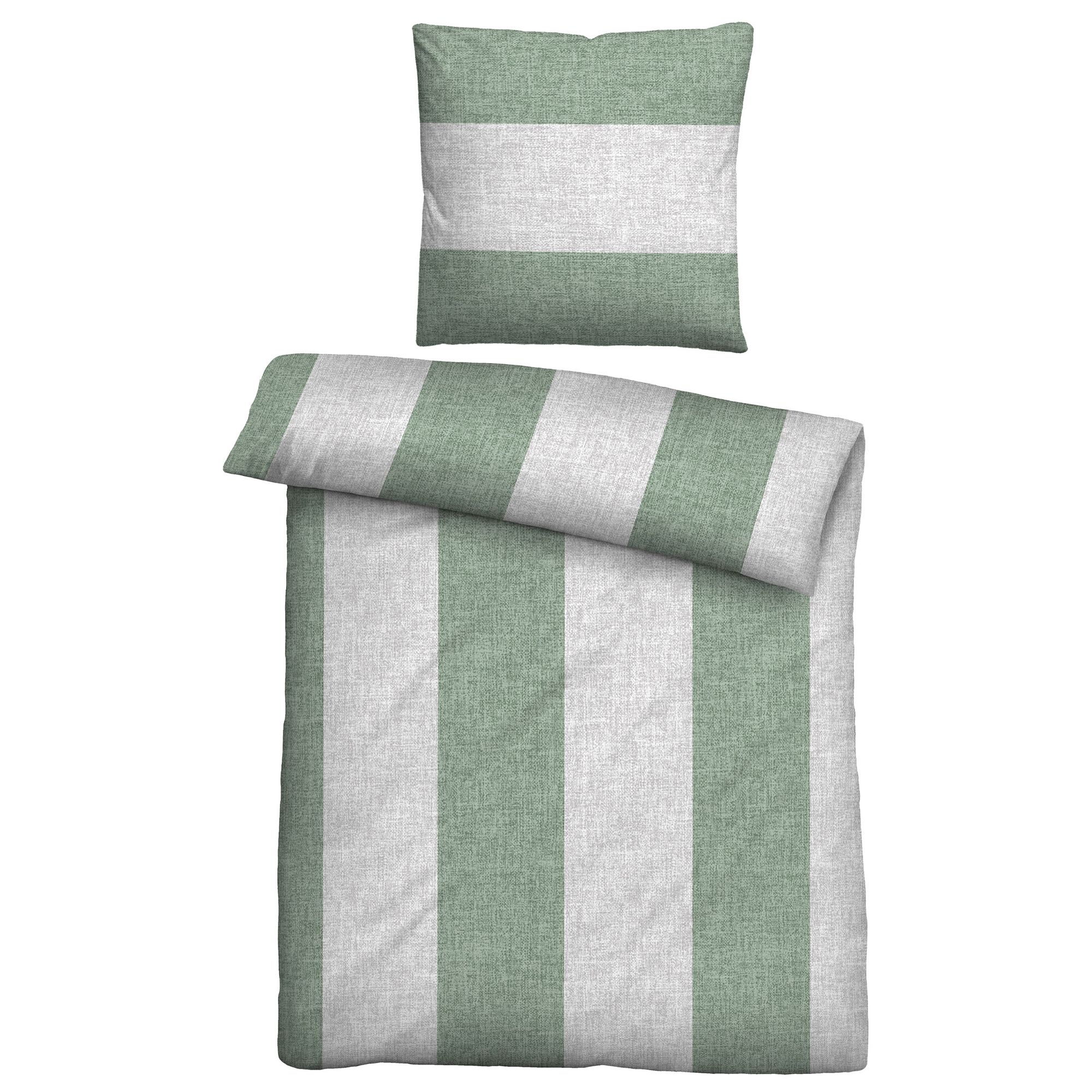 biberna® Bettwäsche Längsbalken Baumwoll Feinbiber Einzelbett, 2tlg.