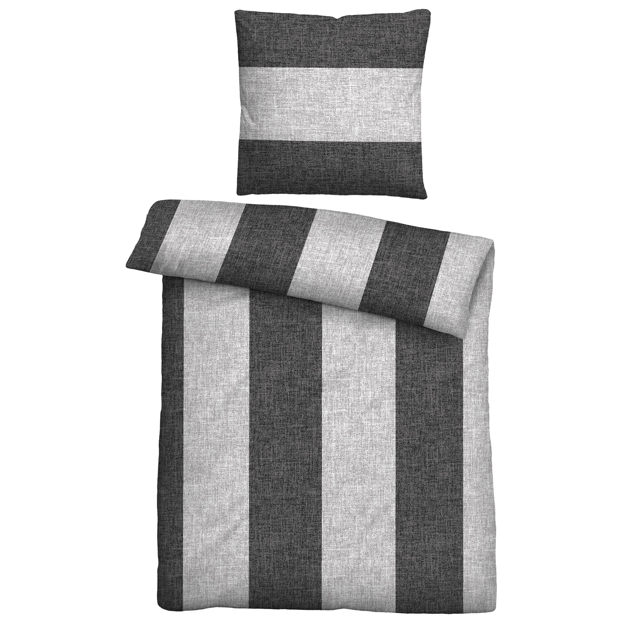 biberna® Bettwäsche Längsbalken Baumwoll Feinbiber Einzelbett, 2tlg.