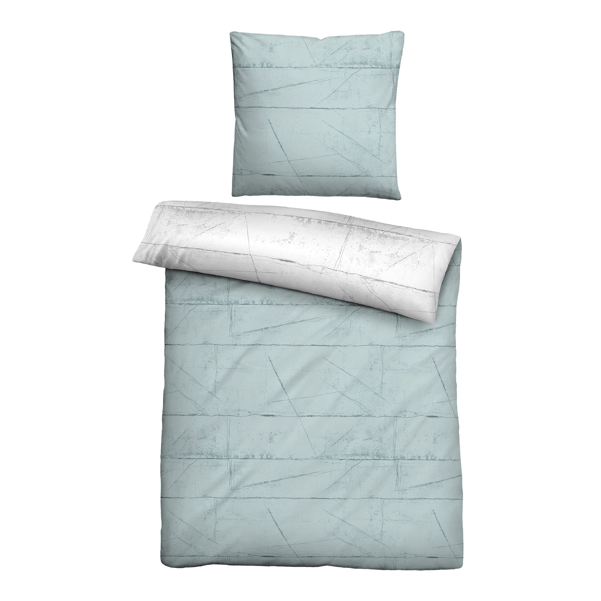 biberna® Wendebettwäsche Wand-Design Baumwoll Satin Einzelbett, 2tlg.