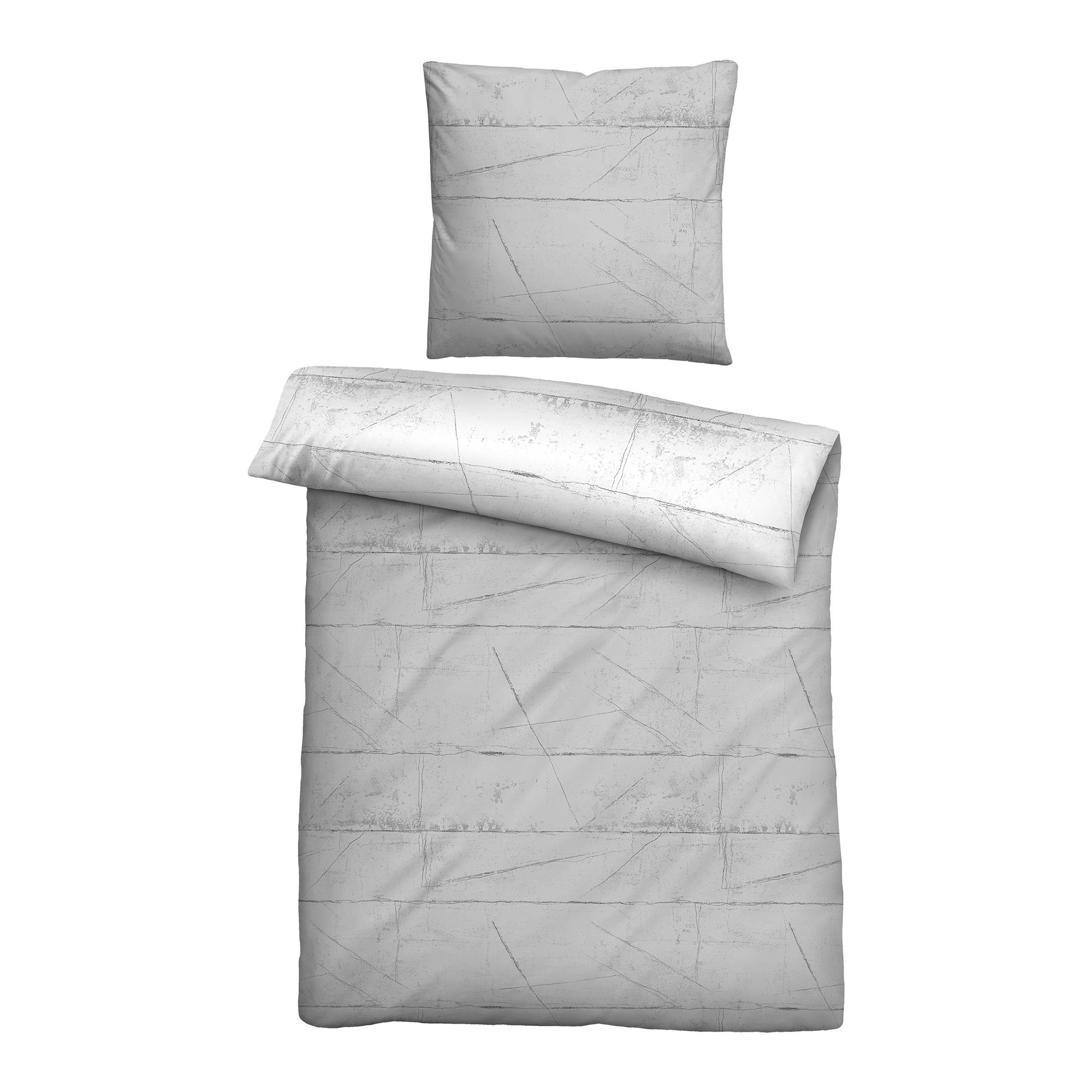 biberna® Wendebettwäsche Wand-Design Baumwoll Satin Einzelbett, 2tlg.