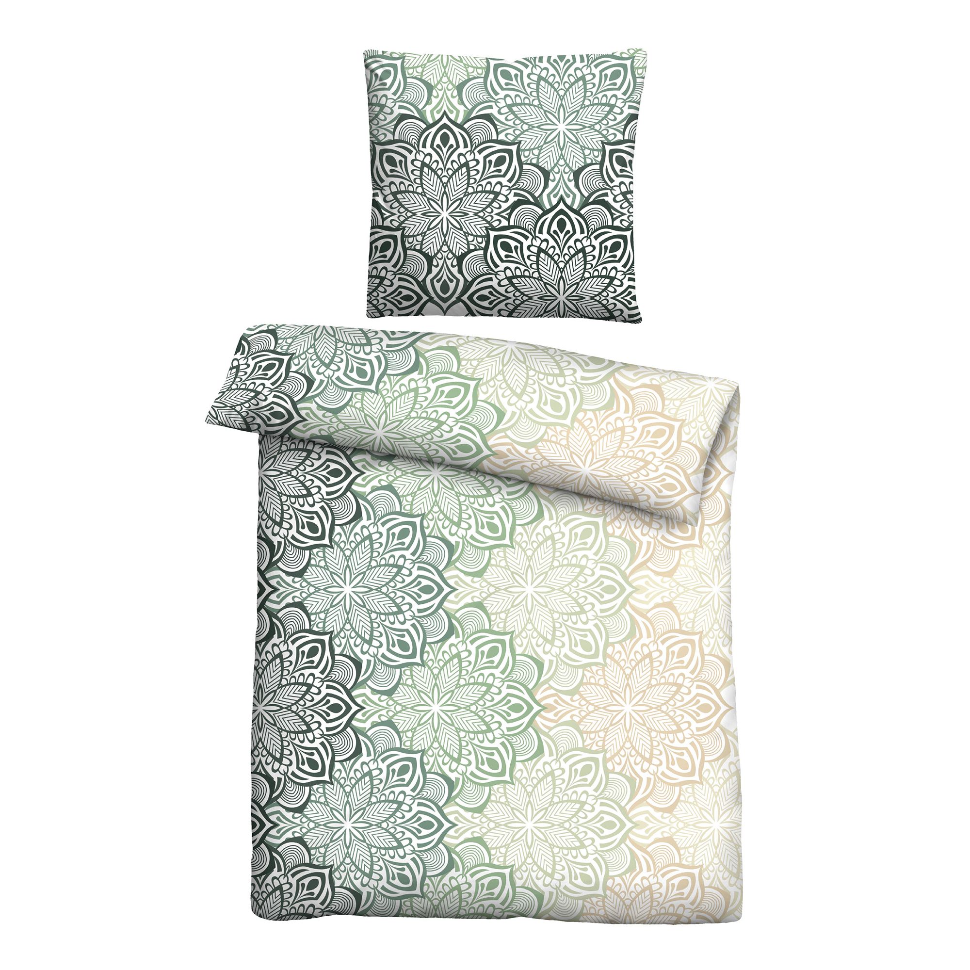 Castell® Bettwäsche Mandala-Design Baumwoll Feinbiber Einzelbett, 2tlg.