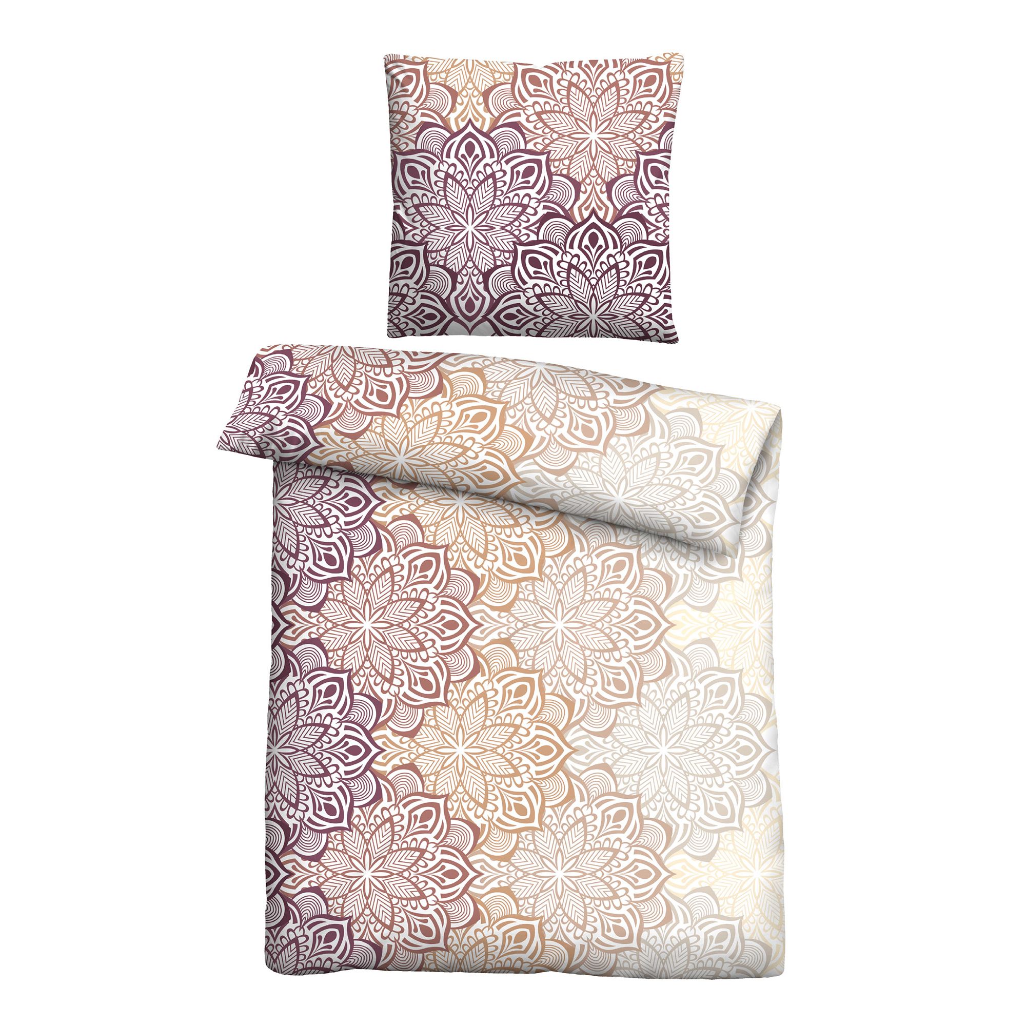 Castell® Bettwäsche Mandala-Design Baumwoll Feinbiber Einzelbett, 2tlg.