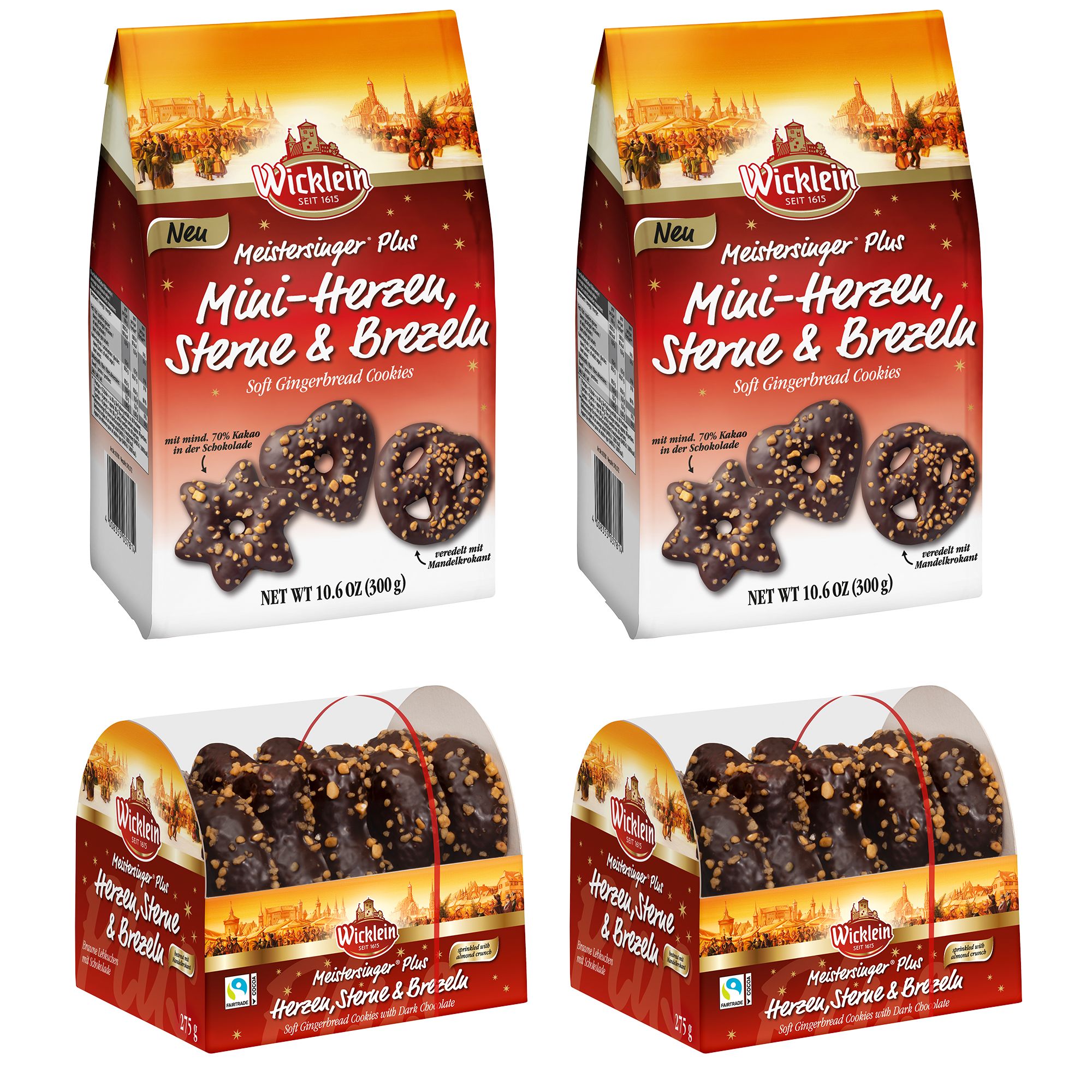 WICKLEIN Meistersinger Plus Herzen-Sterne-Brezeln Paket, 2 Sorten Inhalt 1.150g