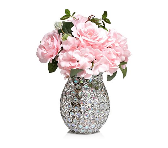 B-Ware LUMIDA Flora künstliche Rosen Acrylglas-Vase mit LED-Beleuchtung