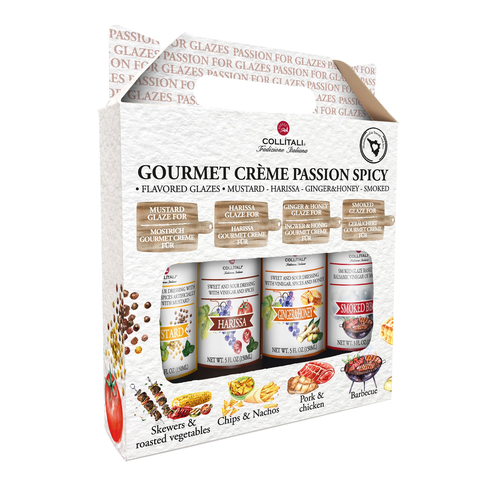 COLLÍTALI® Gourmet Cremes Set "Passion Spicy" 4 versch. Sorten Inhalt 4x 150ml