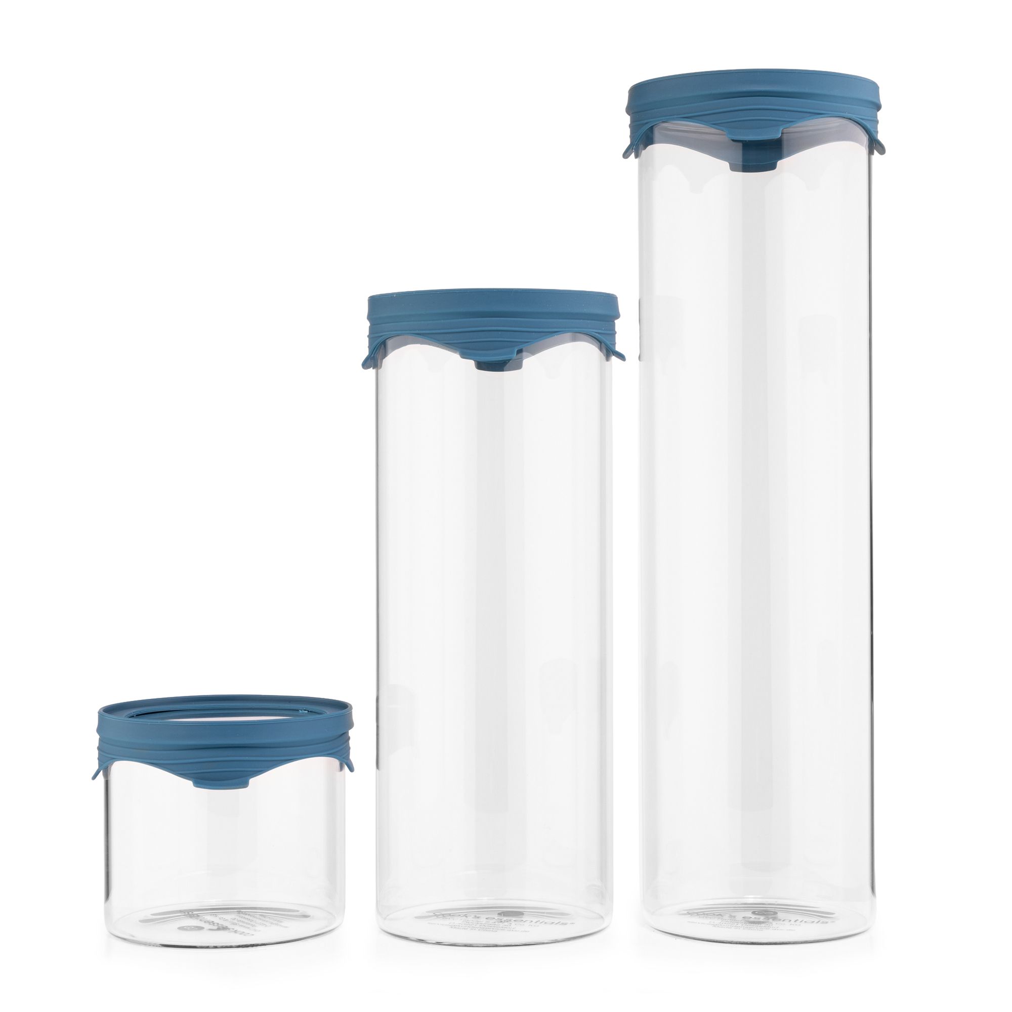 COOK'S ESSENTIALS Behälter aus Glas mit Silikondeckel 3tlg. Set 450ml, 1500ml, 2000ml